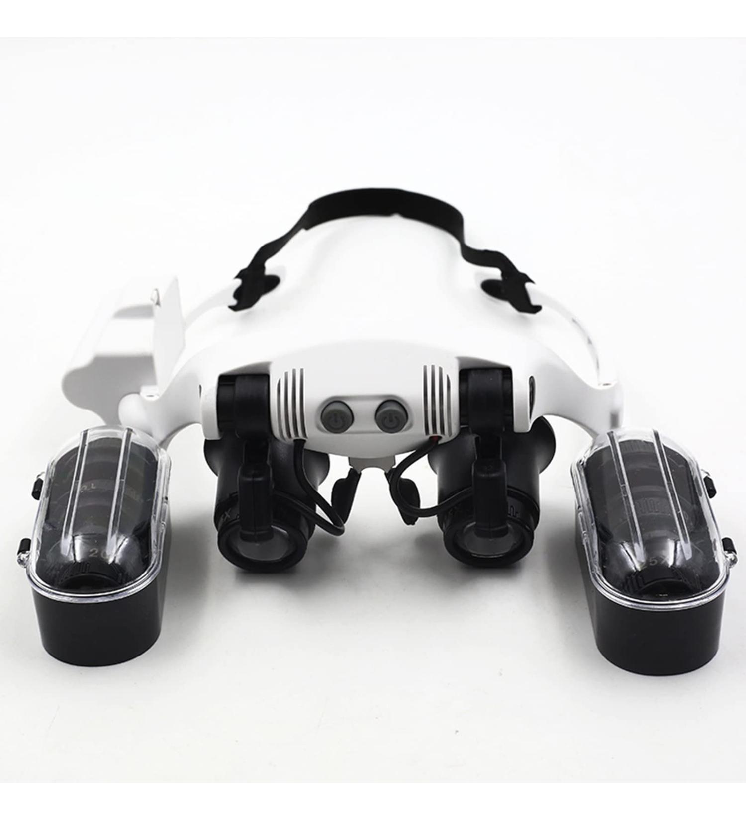 Meichoon Headband Magnifier with LED Light - 10x 15x 20x 25x Lenses for Jewelry Watch Electronics Repair and Medical Lab Work - UC46 - Buy Online on GoSupps.com