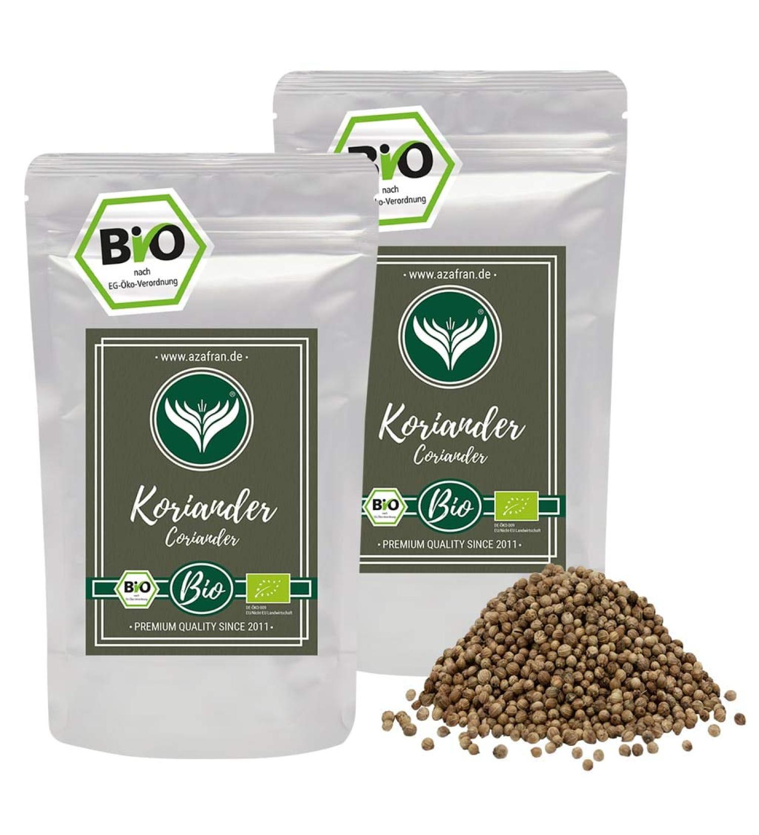 Buy Azafran ORGANIC Whole Coriander Seeds (500g) - Premium Quality Bulk Spices International Shipping - Buy Online on GoSupps.com