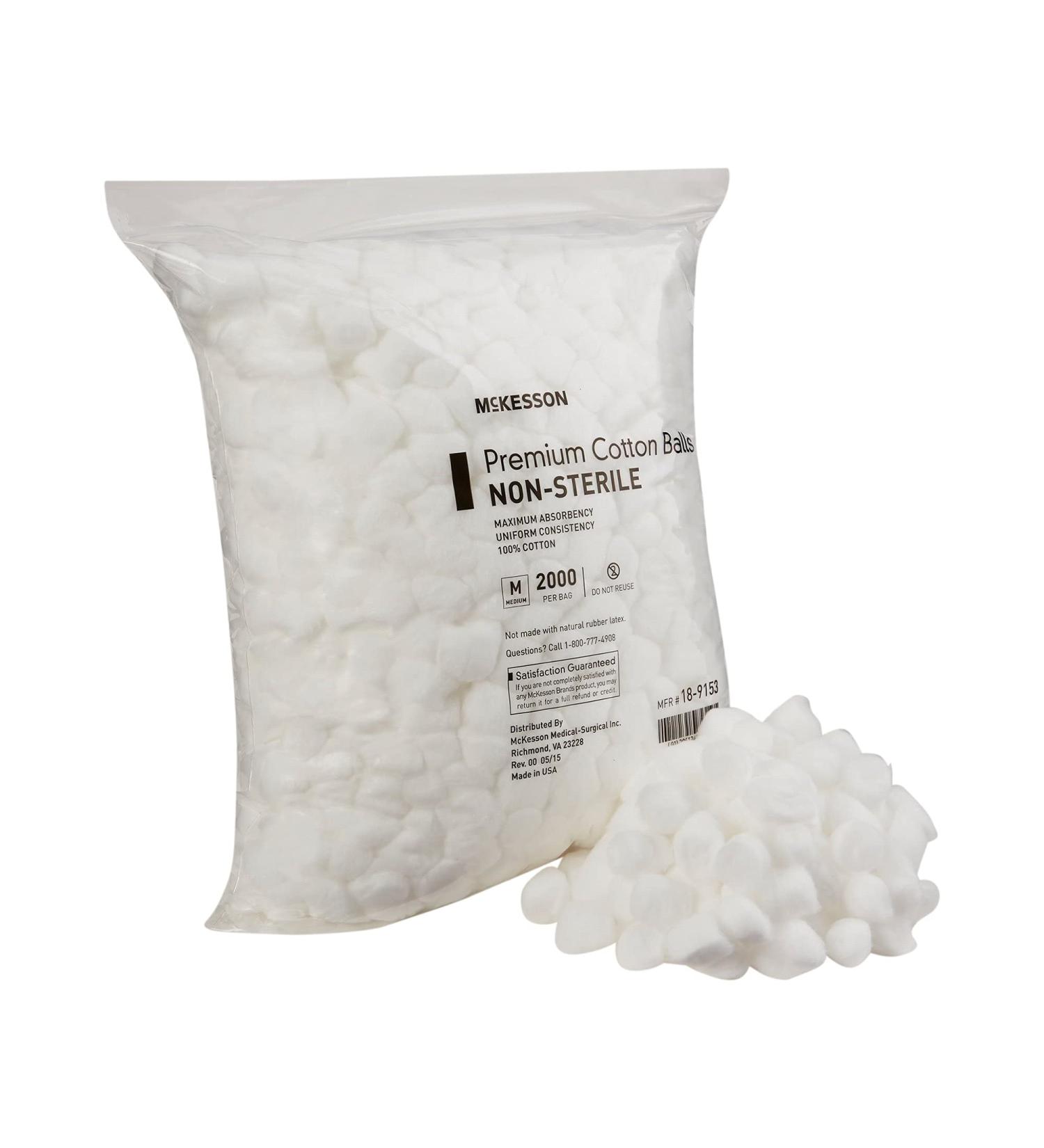 McKesson Premium Cotton Balls Non-Sterile Maximum Absorbency Medium 2000 Count - 1 Pack - Buy Online on GoSupps.com