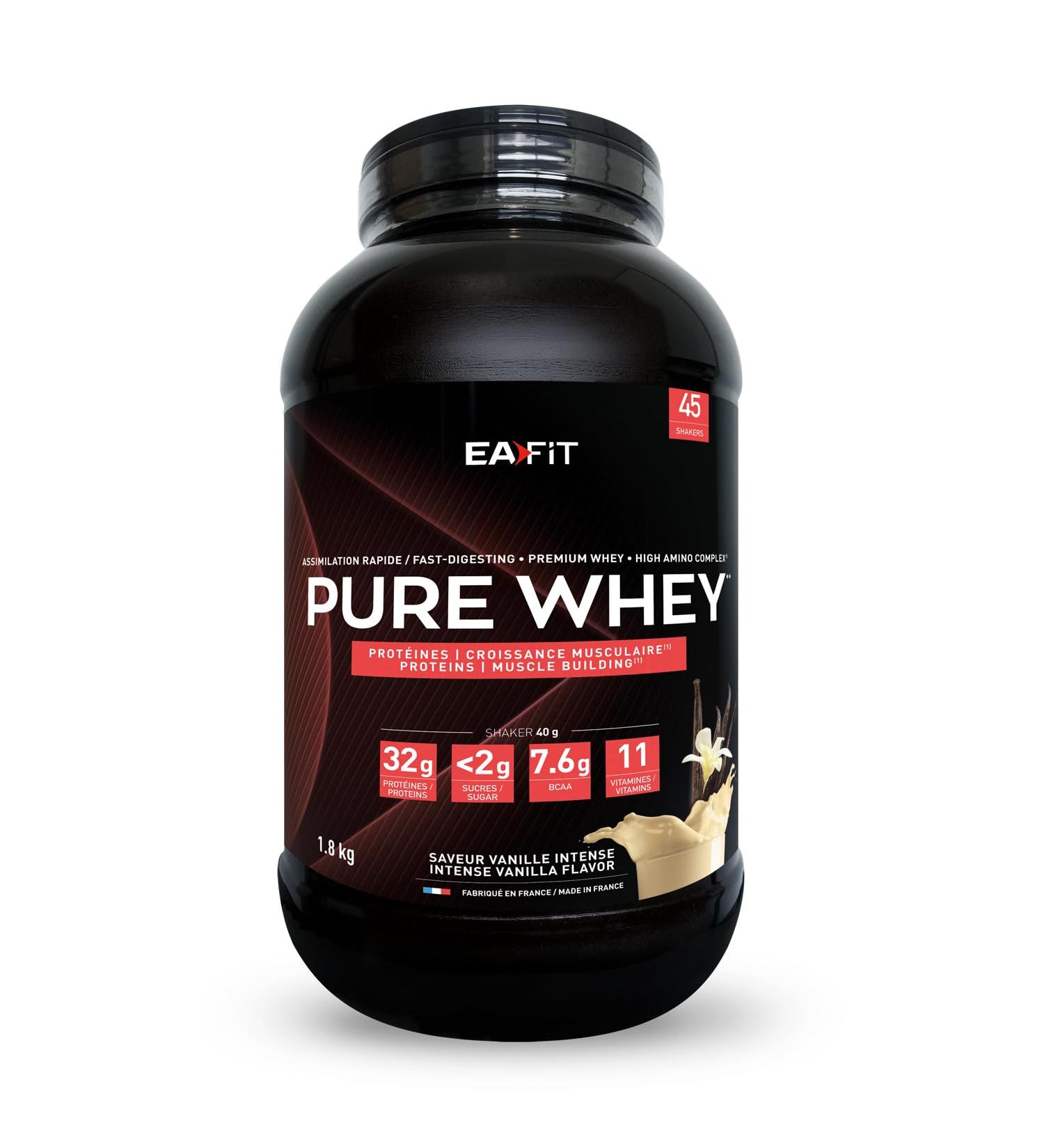 WHEY PROTEIN - Vanille - 1 8 kg - EAFIT - Marque Fran aise N 1 en Nutrition Sportive - 32g de Proteine Whey - BCAA - Shaker Proteine - Pre Workout Musculation - Prot ines Whey - Buy Online on GoSupps.com
