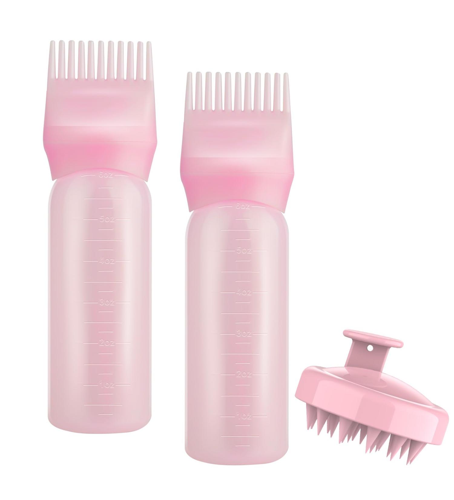 Gezimetie Root Comb Applicator Bottle with Scalp Massager Brush - 3PCS Hair Coloring & Scalp Treatment Tools (Purple/Pink) - Buy Online on GoSupps.com