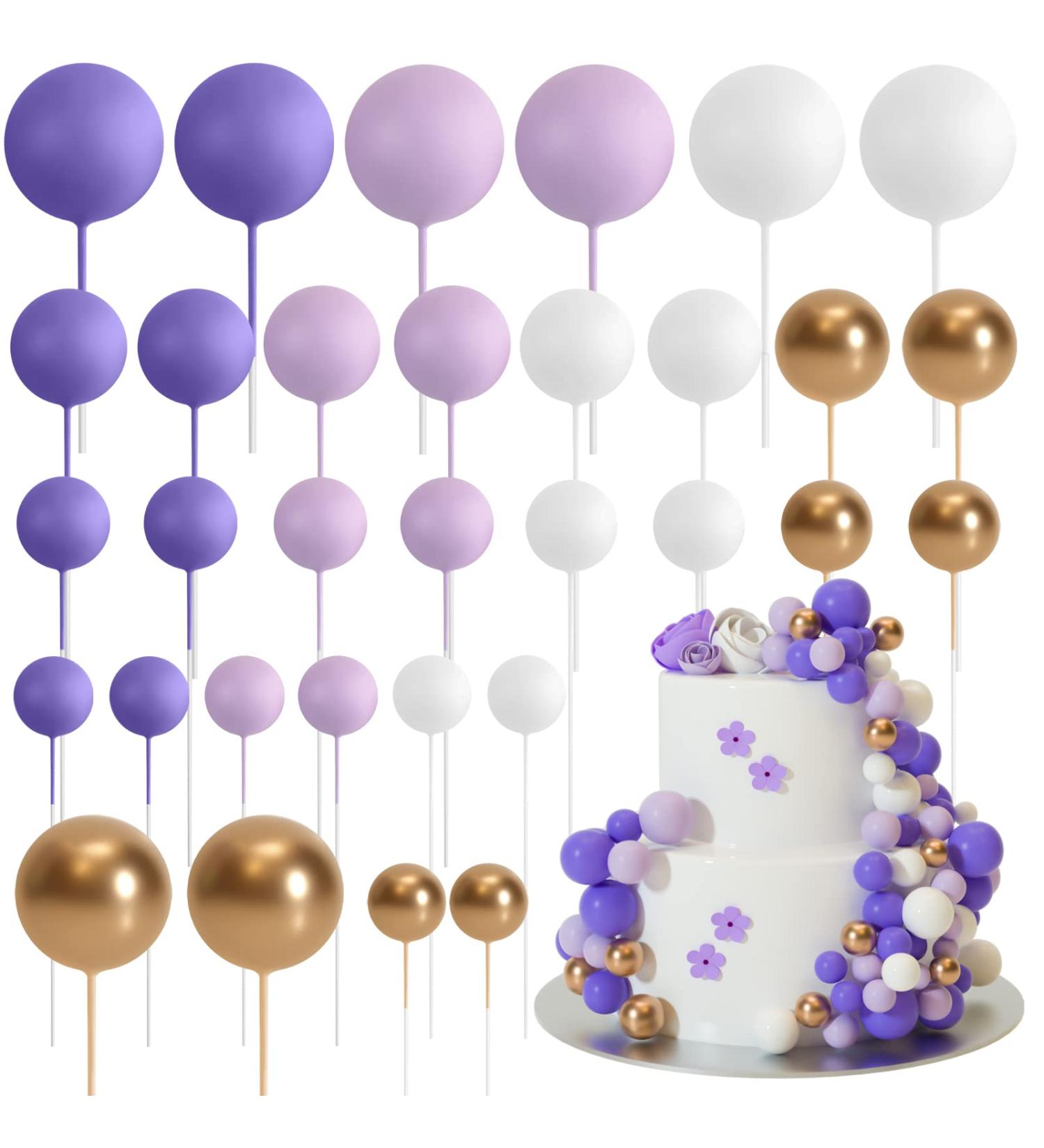Astaron 32 Pieces Mini Balloon Cake Toppers - Purple & Gold Rabbit Decorations for Weddings Baby Showers & Birthdays - Buy Online on GoSupps.com