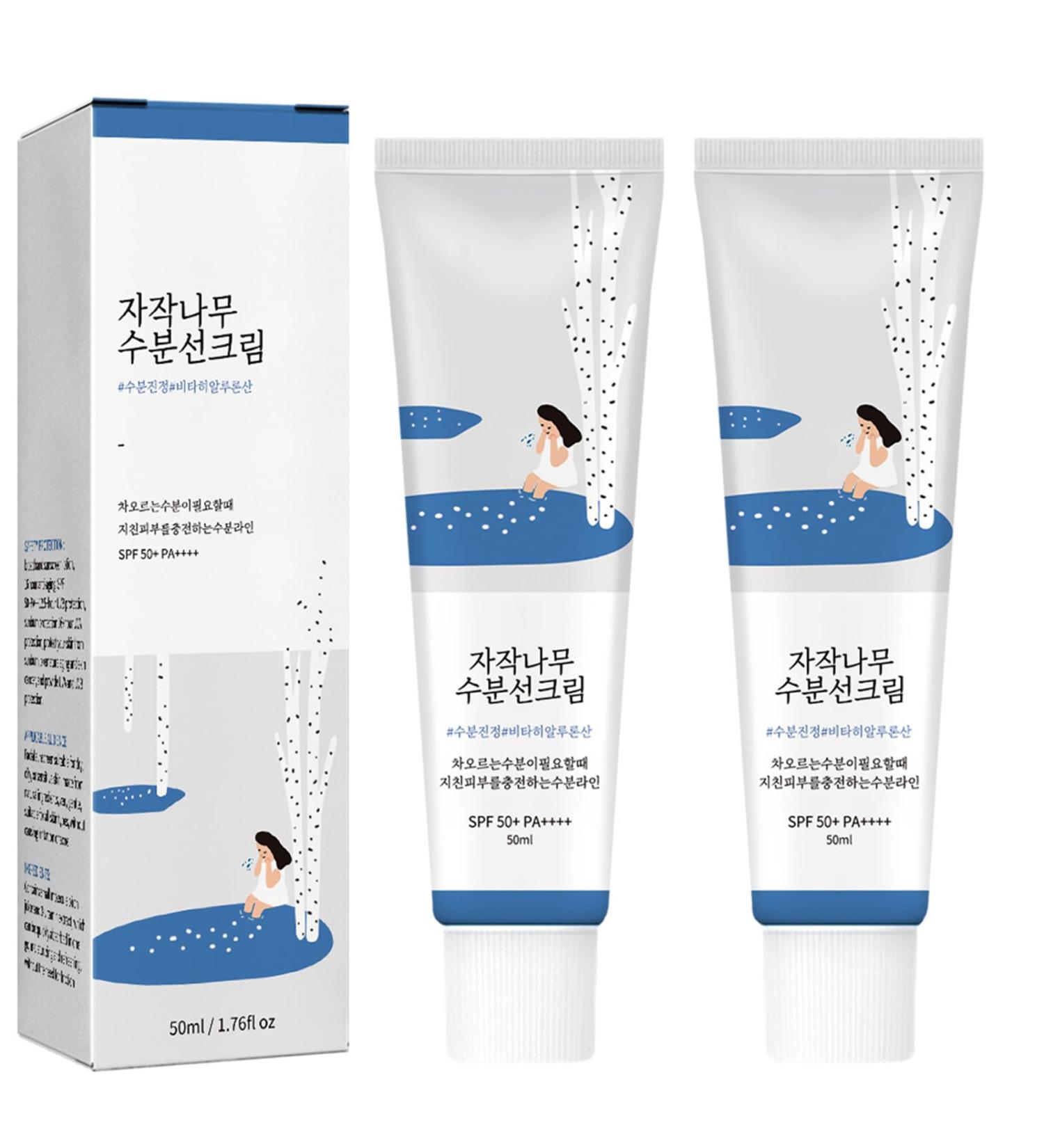 Korean Sunscreen Organic Sunscreen SPF50 PA++++ Birch Juice Moisturizing Sunscreen Korean Skincare Sunscreen Strong UV Protection Moist Essence Type (2PCS) - Buy Online on GoSupps.com