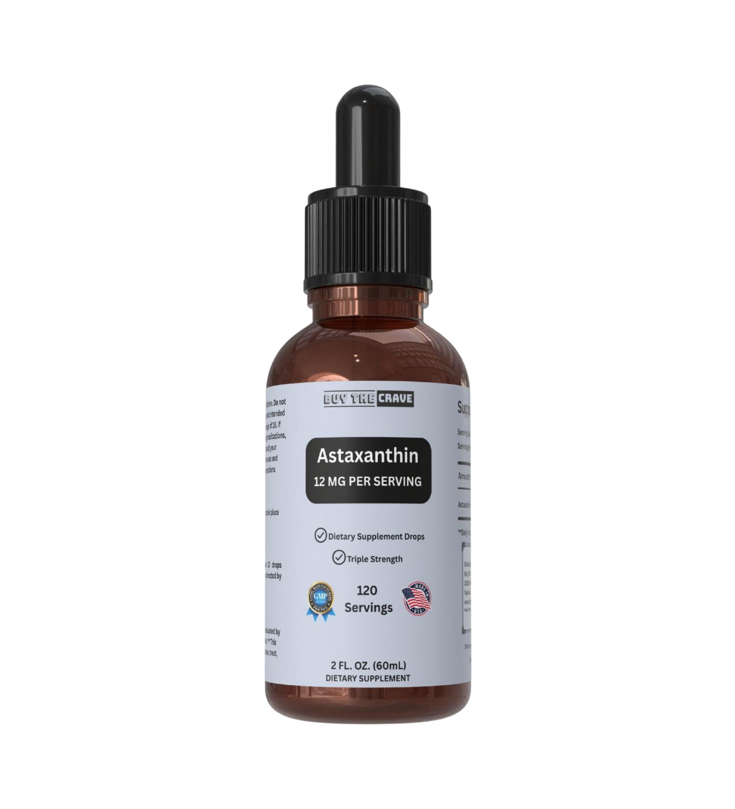 Astaxanthin Liquid Drops Infused with Cold Pressed Extra Virgin Olive Oil 12mg per Serving Natural Antioxidant Support 2 fl oz Dropper Bottle Vegan Non-GMO - Buy Online on GoSupps.com