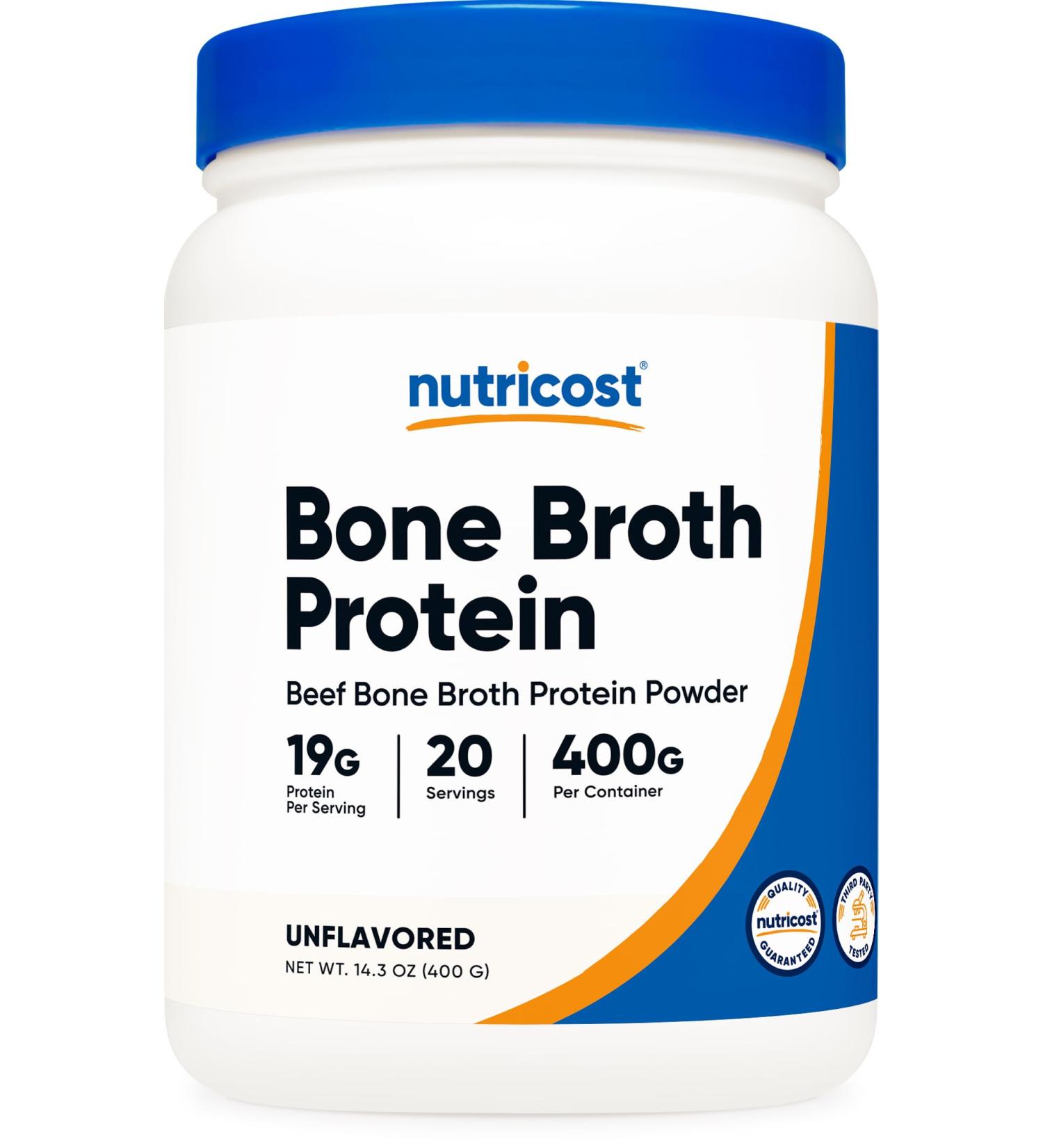 Nutricost Beef Bone Broth Protein Powder Unflavored (20 Servings) - Gluten-Free GMO-Free - Buy Online on GoSupps.com