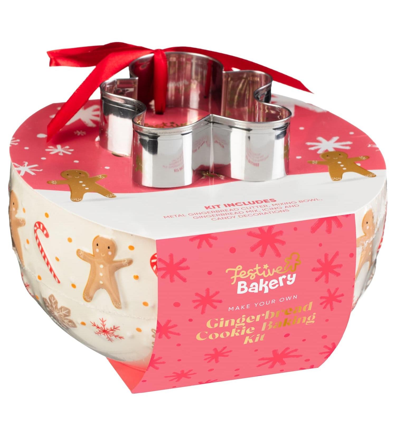 Gingerbread Cookie Baking Kit 210g - Include - Metal Gingerbread Cutter - Mixing Bowl - Gingerbread Mix - Icing & Candy Decorations - A Delicious Christmas Treat For FAmily And Friends