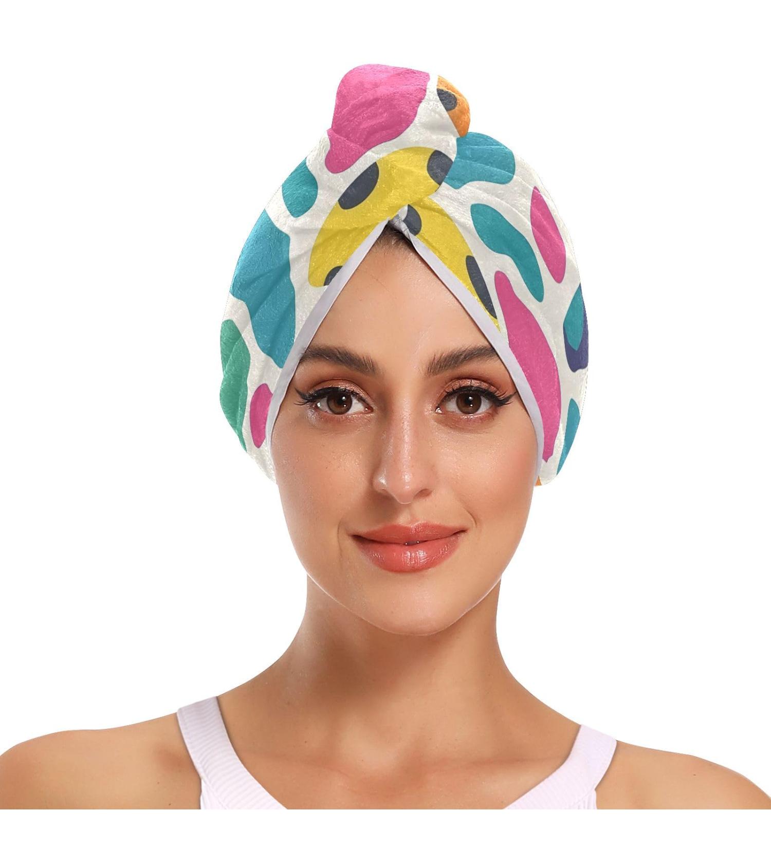 Colorful Leopards Hair Towel 2 Pack | Super Absorbent Quick Drying Hair Turbans for Women & Girls - Buy Online on GoSupps.com