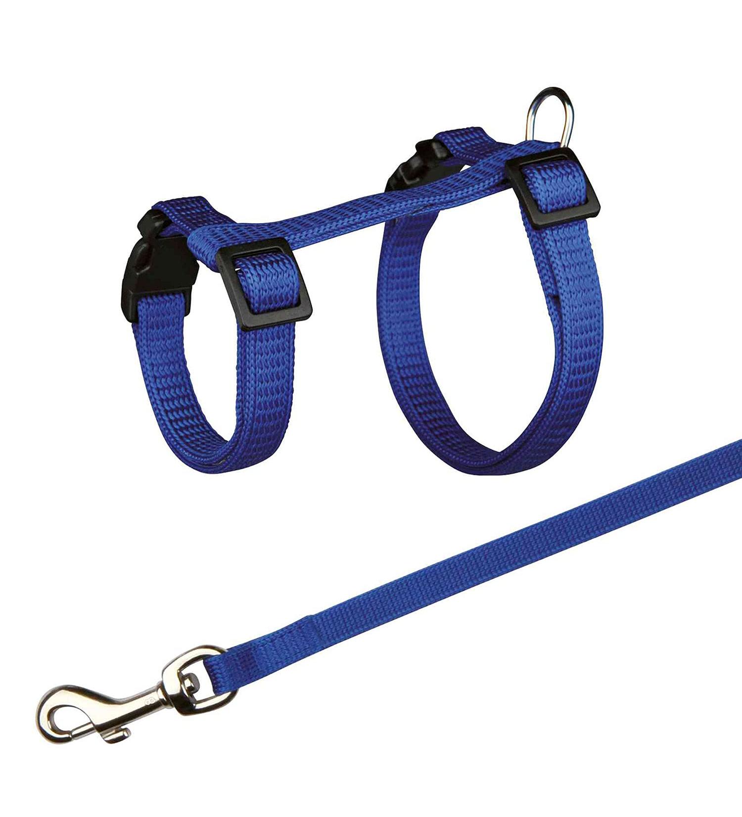 Trixie 6261 Harness with Leash for Guinea Pigs & Rabbits - Adjustable Nylon 21-35 cm 1.25 m Blue | International Shipping Available - Buy Online on GoSupps.com