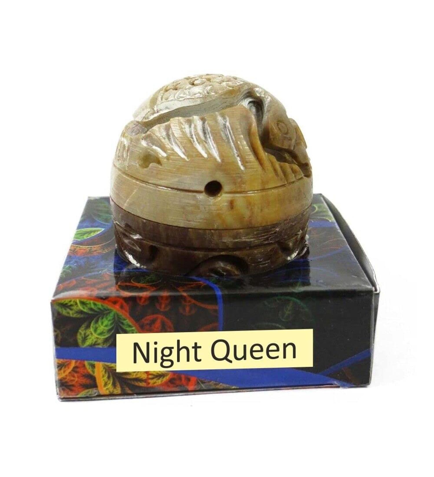 Stone Jar Night Queen Solid Perfume Long Lasting Body Fragrance In Large Hand Carved- 8 gm (Pack Of 1)