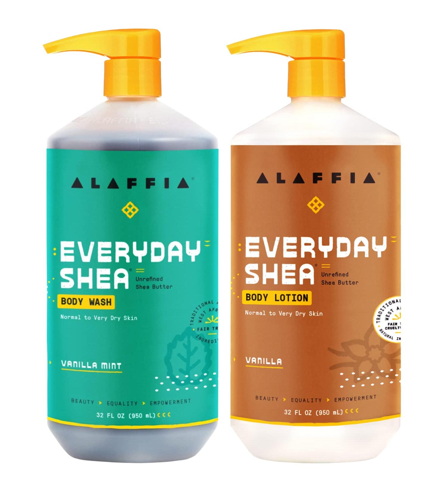 Shop Alaffia EveryDay Shea Vanilla Lotion & Mint Body Wash - Hydrating Shea Butter Formula for Normal to Very Dry Skin - 32 Oz - International Shipping Available - Buy Online on GoSupps.com