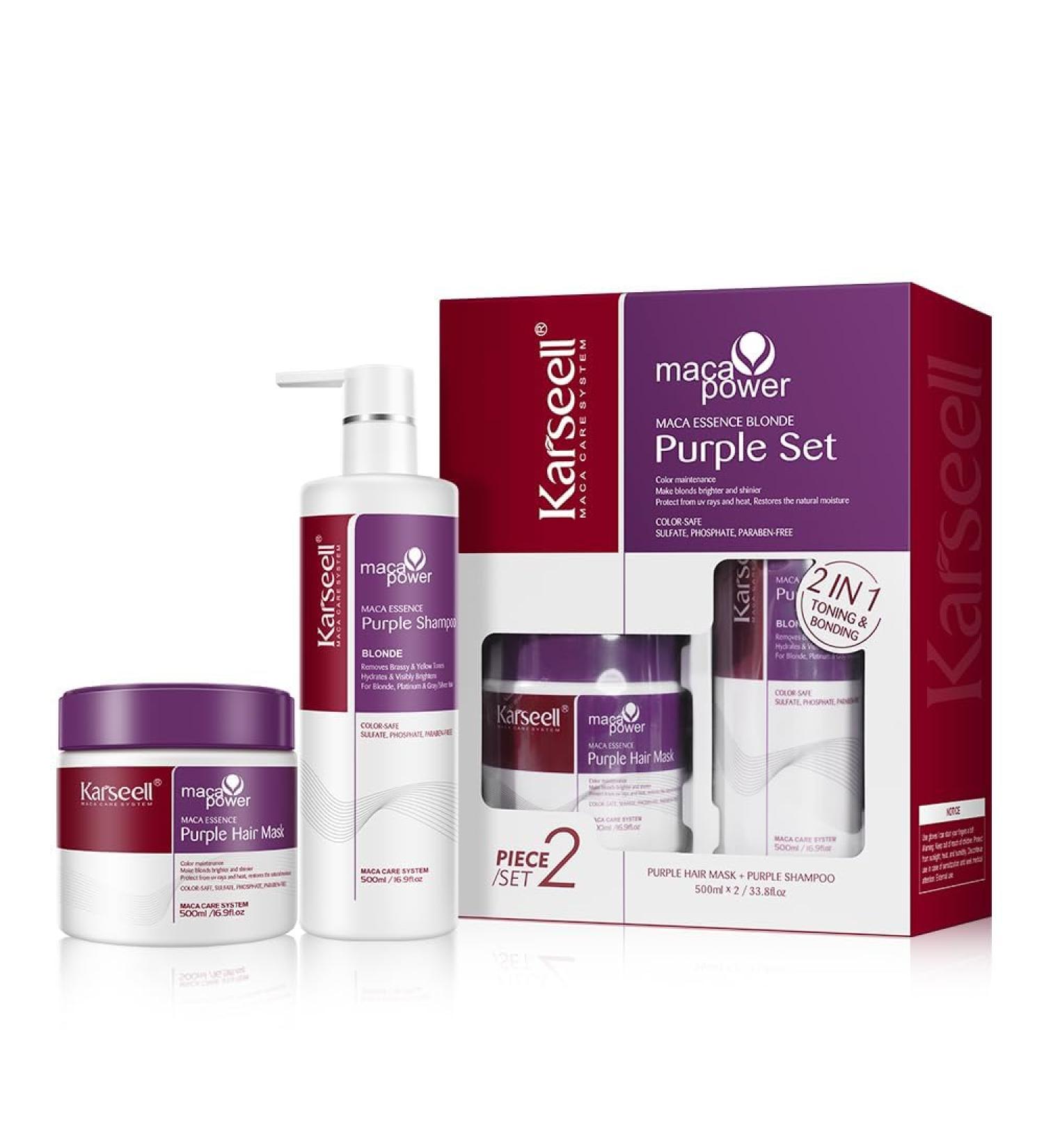  Karseell Karseell Purple Hair Mask and Purple Shampoo Neutralizes Yellow Tones Repairs Damaged Hair for Blonde Platinum White or Gray Hair 2 x 500ml - Buy Online on GoSupps.com
