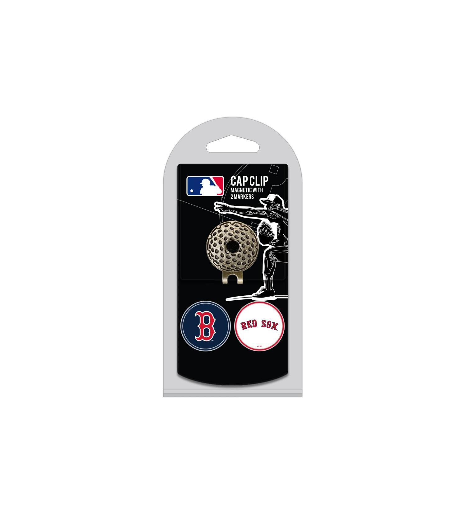 Team Golf MLB Golf Cap Clip with 2 Removable Double-Sided Enamel Magnetic Ball Markers, Attaches Easily to Hats Boston Red Sox