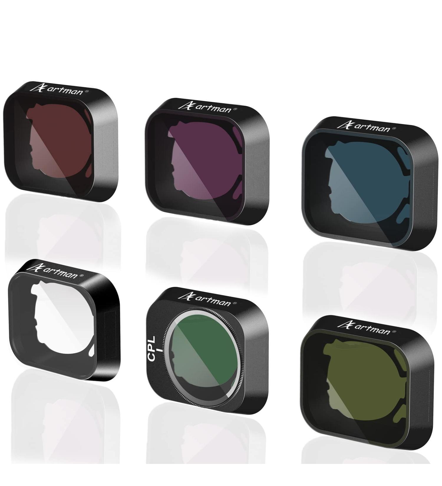 Artman ND Filter Set for DJI Mini 3/3 Pro - 6-Pack CPL, UV, ND8, ND16, ND32, ND64 Filters (Aluminum Alloy Frame) - Buy Online on GoSupps.com