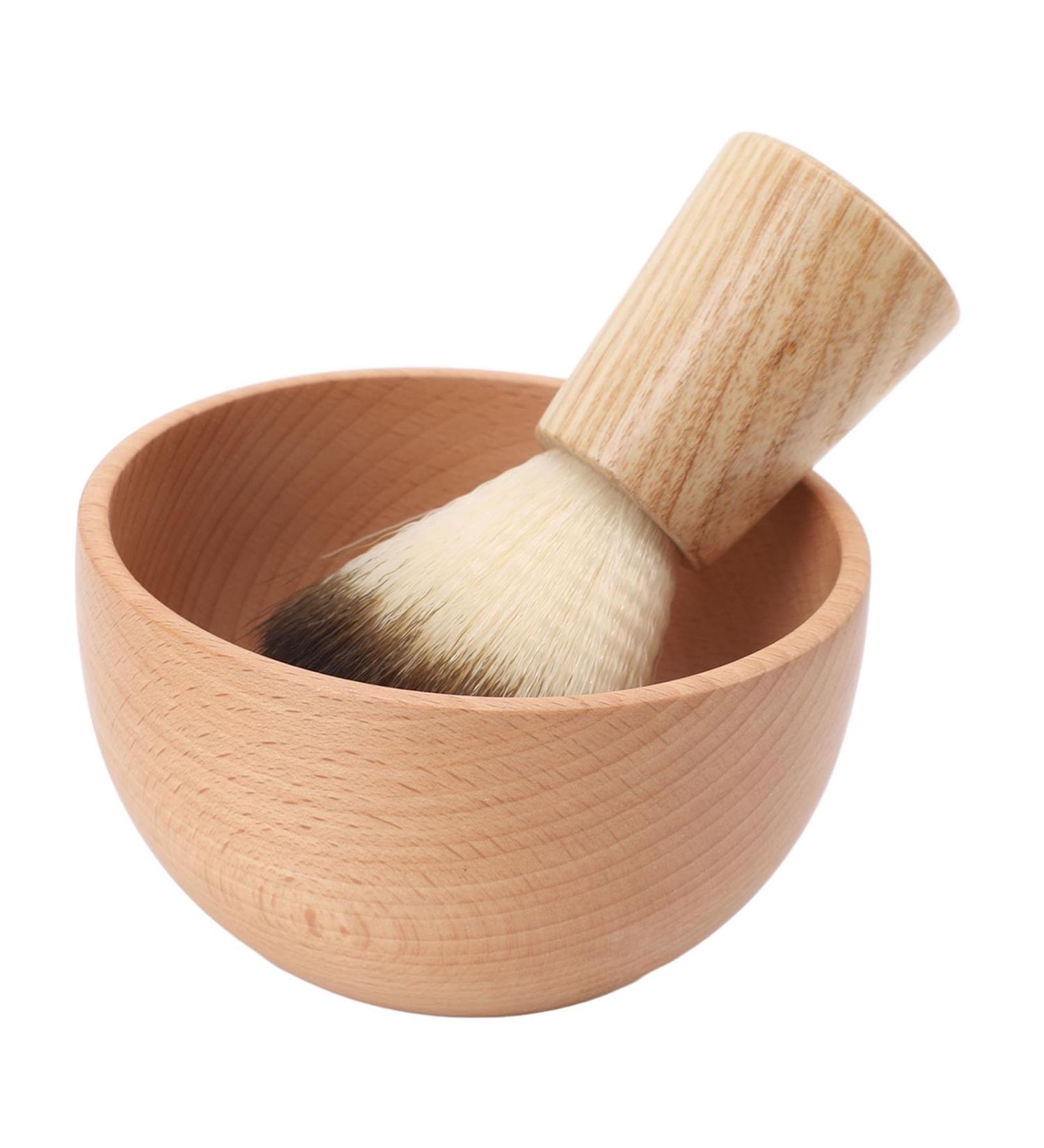 Durable Men's Razor Brush Set - Portable Foam Production with Wooden Handle & Stainless Steel Bowl for Home Salon & Travel - Buy Online on GoSupps.com