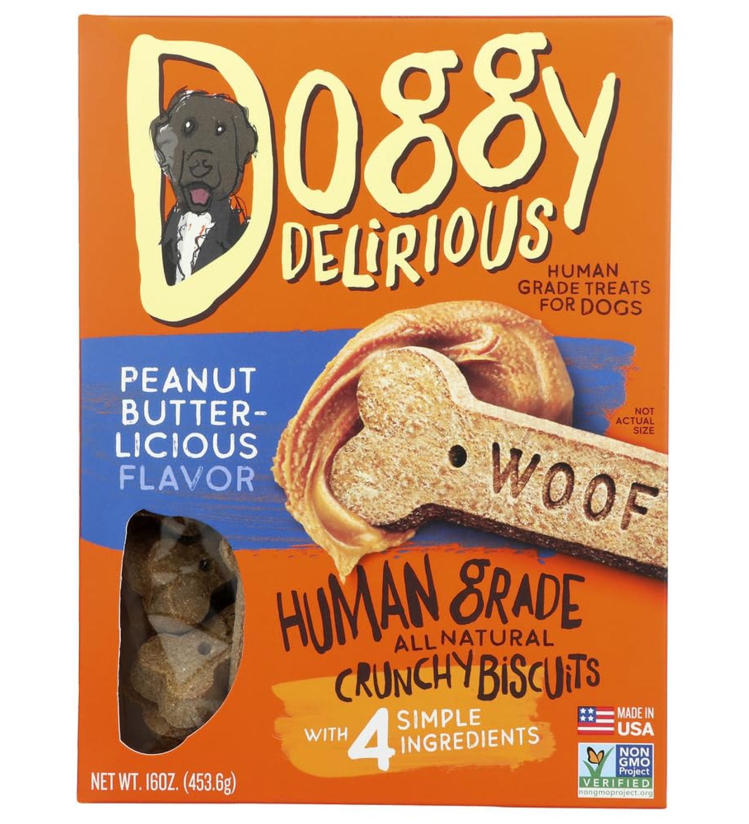 Doggy Delirious Natural Dog Treats Peanut Butter Bones - 16 oz - Buy Online on GoSupps.com