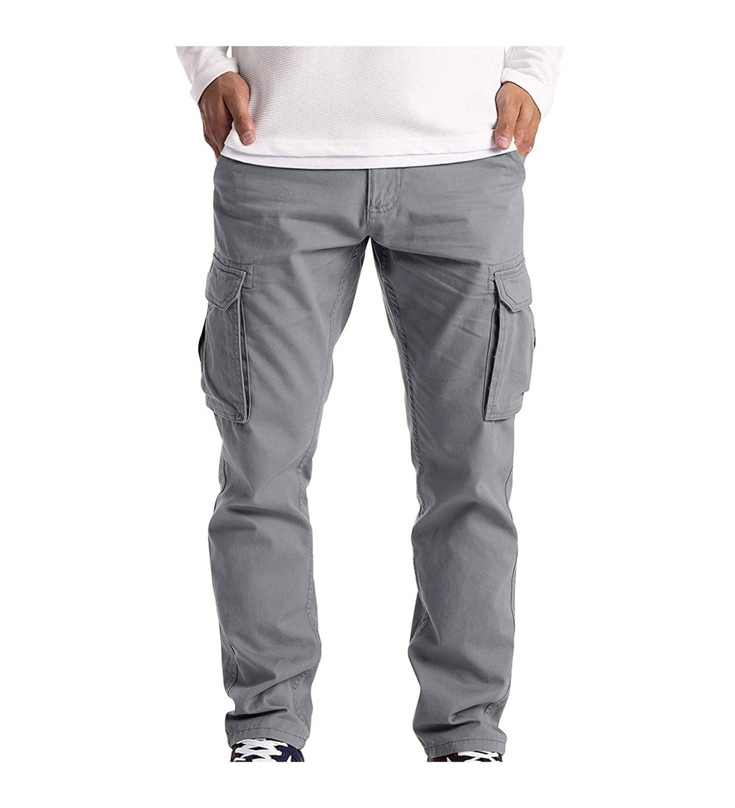 Shop Haiorziyou Men's Cargo Pants - 3XL Stretch Casual Cotton Trekking Activewear - Loose Fit in Gray - Buy Online on GoSupps.com