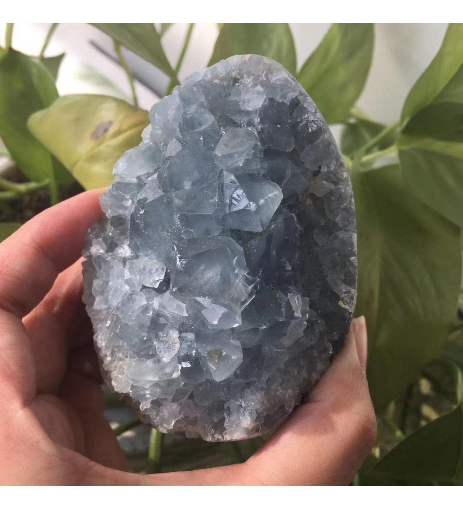 Home Decoration Natural Celestite geode Quartz Cluster Crystal Specimen Stones Crystal (Color : 515g)