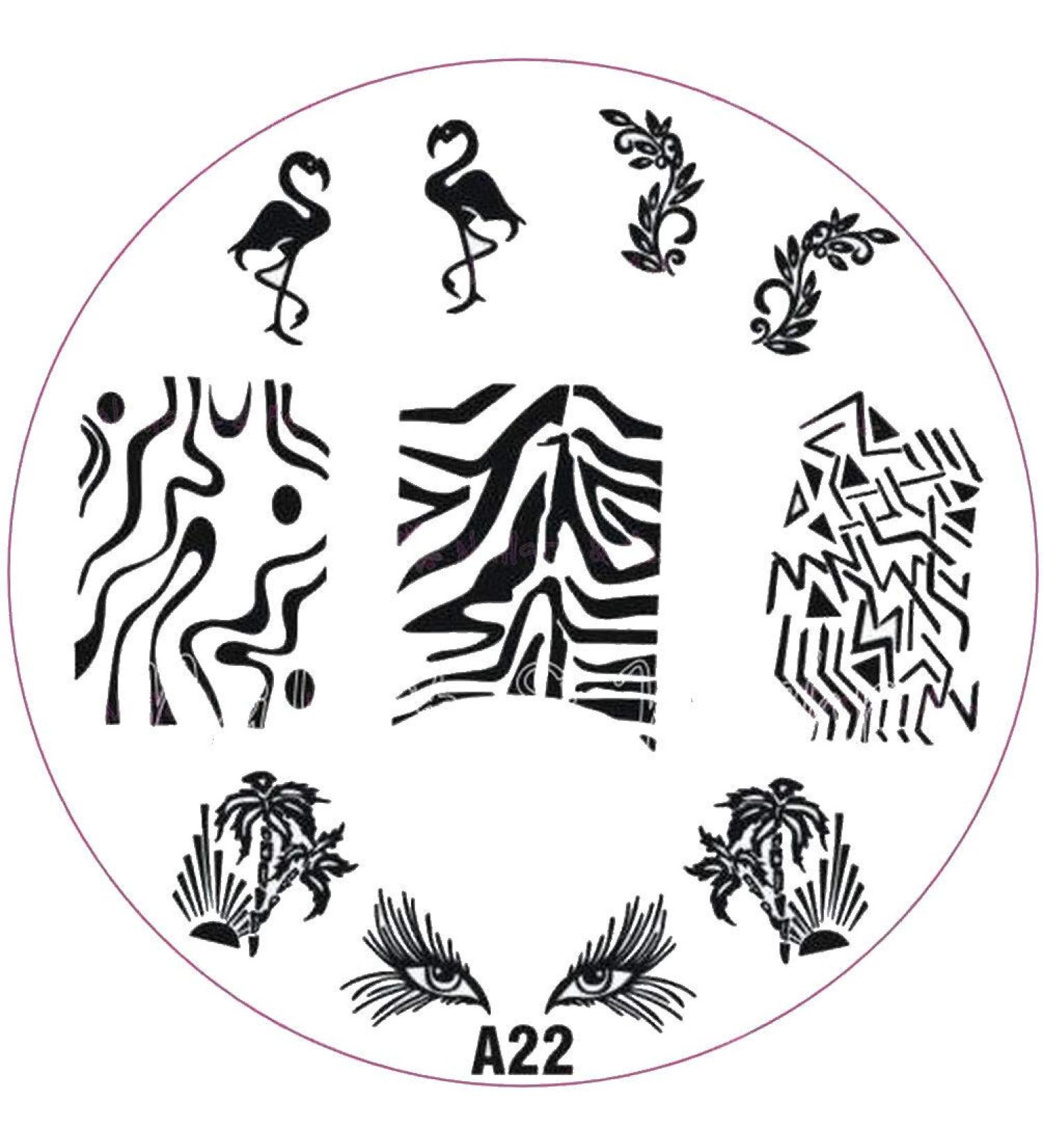 ++SPECIAL ITEM++ Stamping stencil A-Series: A22 Flamingo Zebra Eyes Palm Island