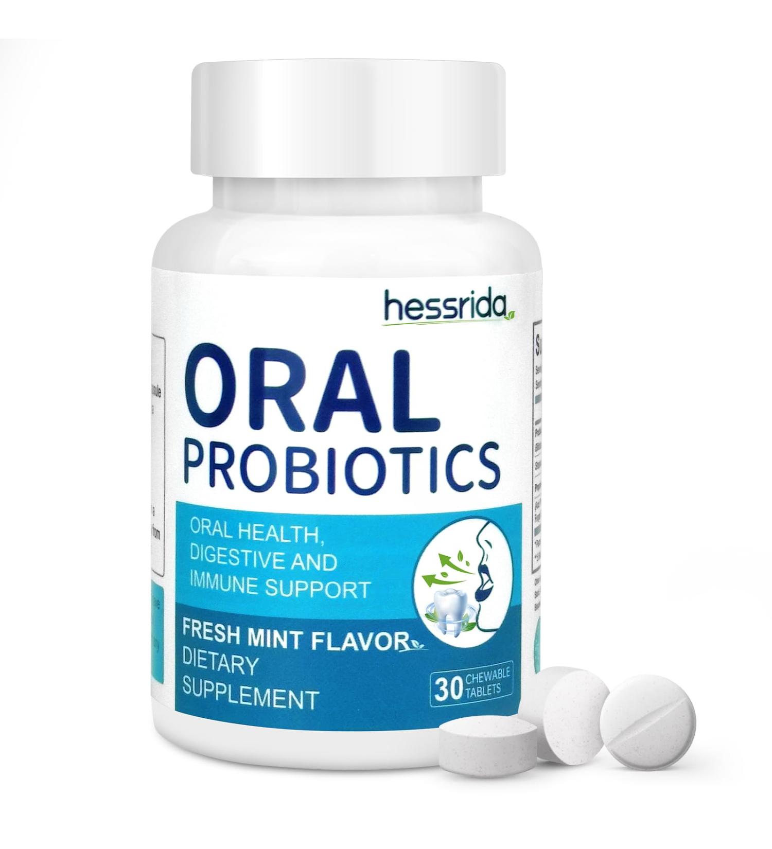 Chewable Oral Probiotics for Bad Breath Treatment | Fresh Breath & Dental Care | 30 Mint Tablets - Buy Online on GoSupps.com