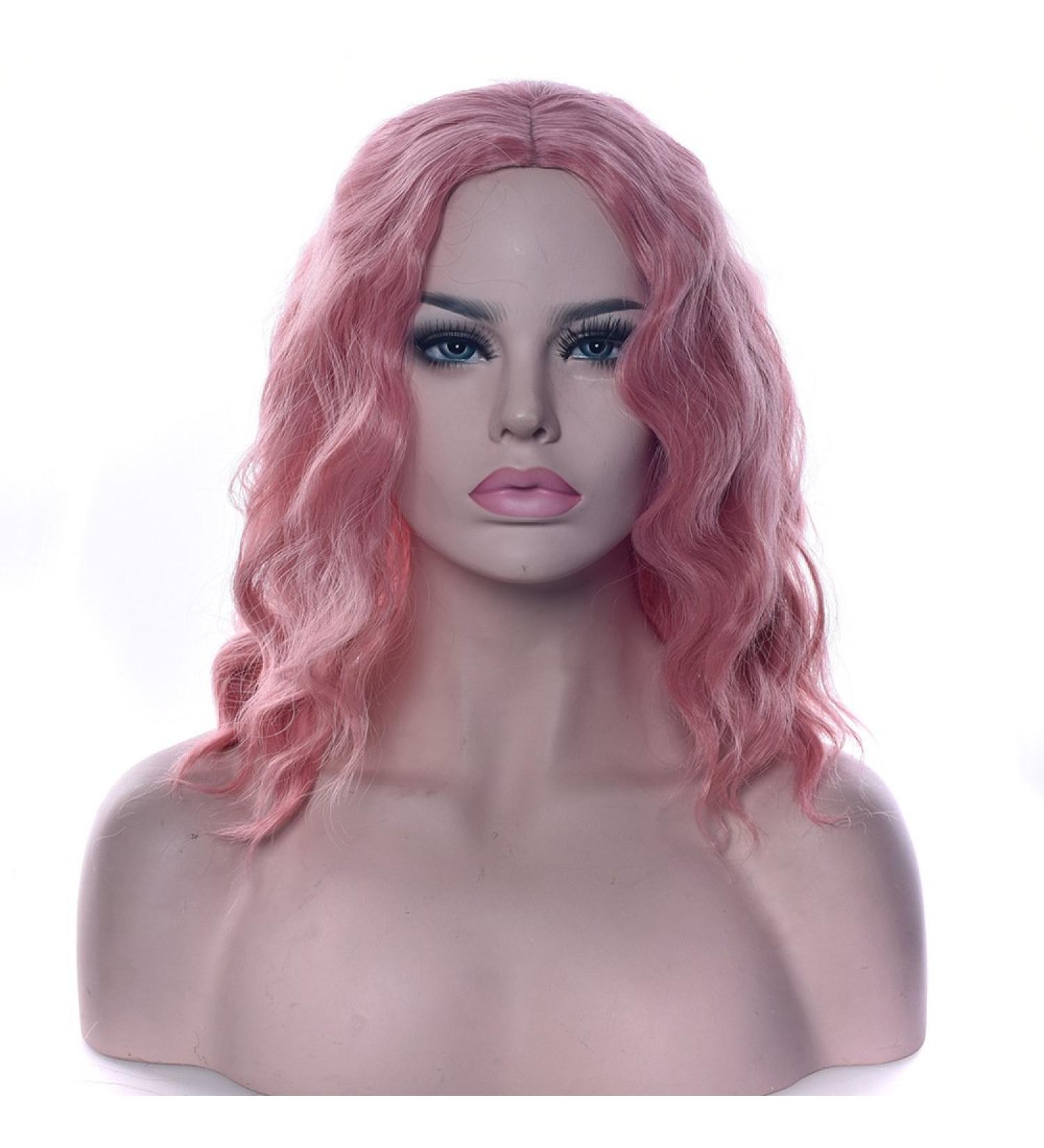 Short Curly Wave Light Pink Bob Wig for Women | Fouriding Halloween Cosplay Party Anime Costume - Buy Online on GoSupps.com