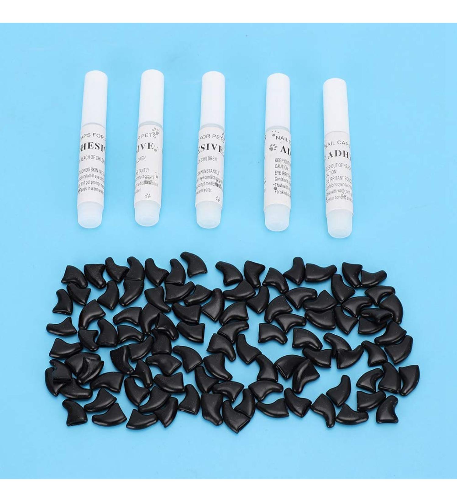 Tmishion Cat Nail Caps & Dog Paw Anti-Scratch Claw Protective Sleeves - 100 Soft Pet Nail Caps in Cool Black for Cats & Dogs - International Shipping Available - Buy Online on GoSupps.com