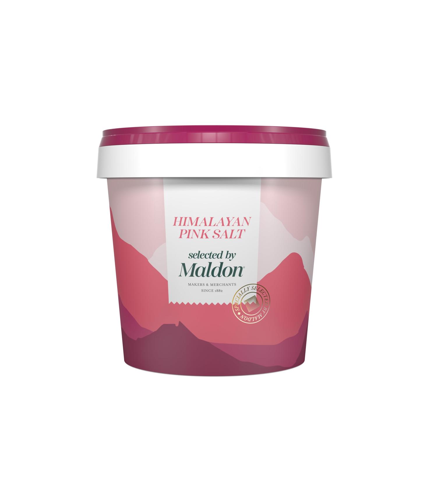 Maldon Himalayan Pink Salt 1kg Tub - Expert Selected Coarse Rock Salt from the Himalayas for Enhanced Flavor in Various Dishes - Buy Online on GoSupps.com