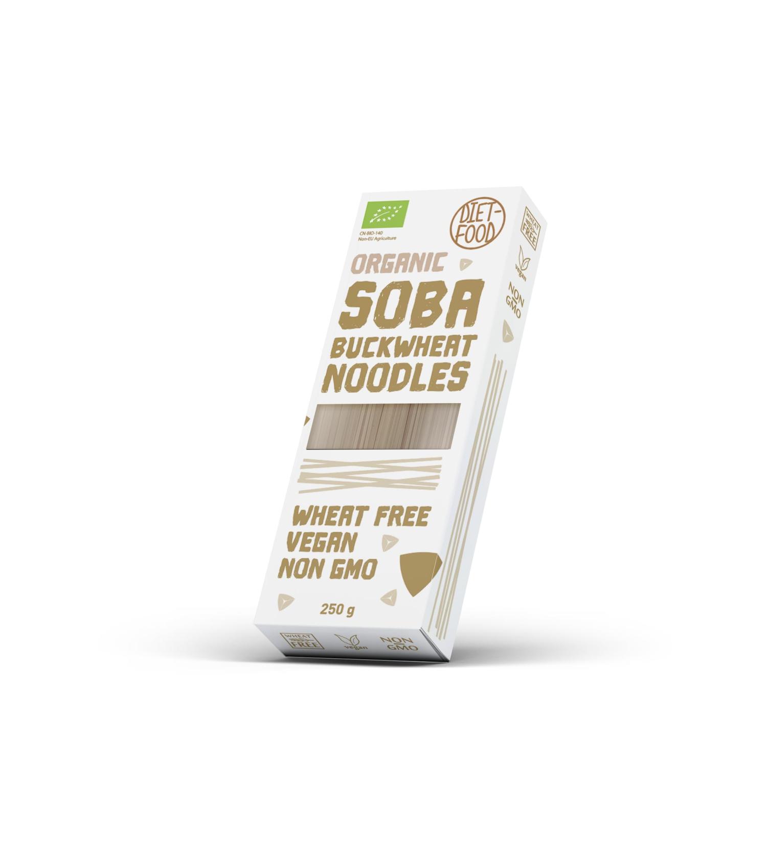 DIET-FOOD Organic Buckwheat Soba Noodles Food Pasta Vegan Gluten Free Lactose Free & Soy Free for Vegetarians & Vegans 250g - Buy Online on GoSupps.com