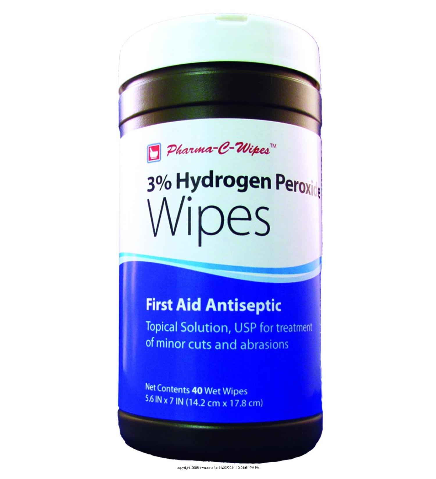3% Hydrogen Peroxide Wipes  WIPES HYDROGEN PEROX CANN 40CT