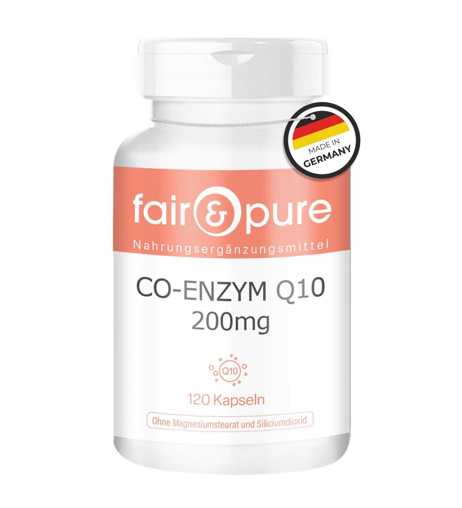 Fair & Pure Co-Enzyme Q10 Capsules 200mg 120 pi ces compl ment alimentaire v g talien sans additifs fabriqu en Allemagne - Buy Online on GoSupps.com
