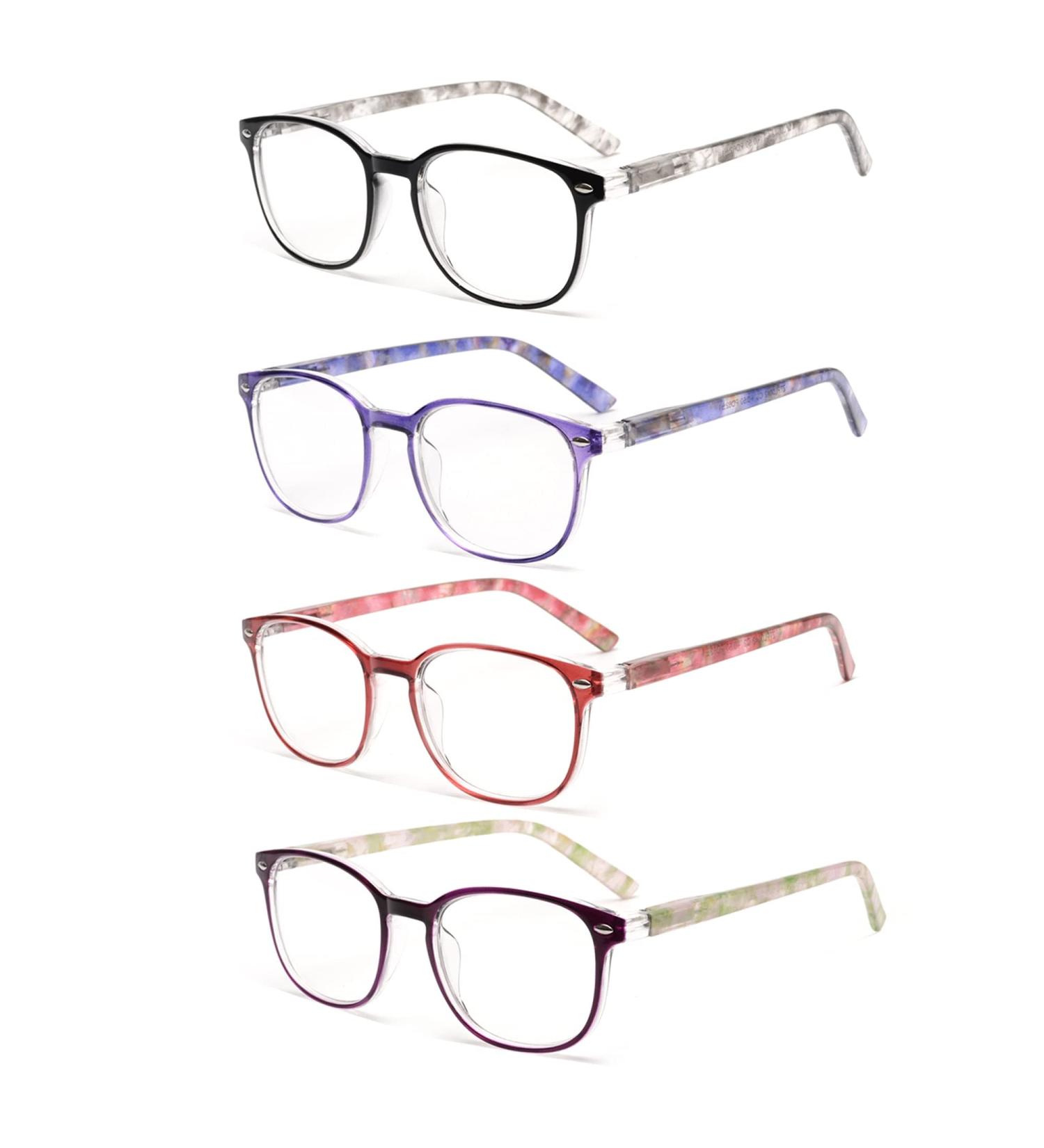 JM Reading Glasses Set of 4 Spring Hinge Readers for Men Women - Blue Light Blocking - 2.75x - 4 Pack Mixed Color - Buy Online on GoSupps.com