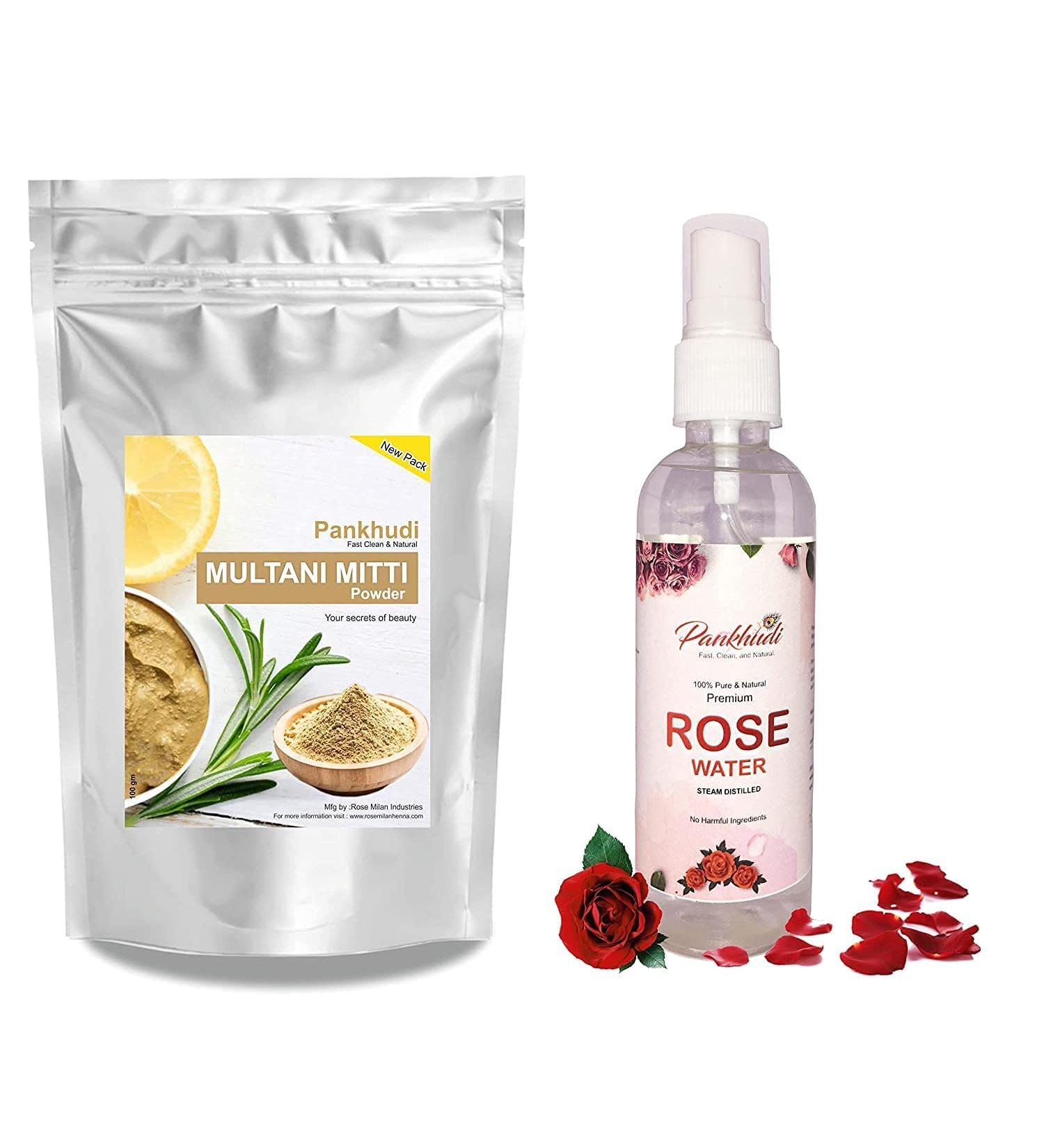  QURA QURA Multani Mitti Powder with Rose Water for Face and Hair Pack (Earth Fullers / Calcium Bentonite Clay + Gelabe) - 100g - Buy Online on GoSupps.com