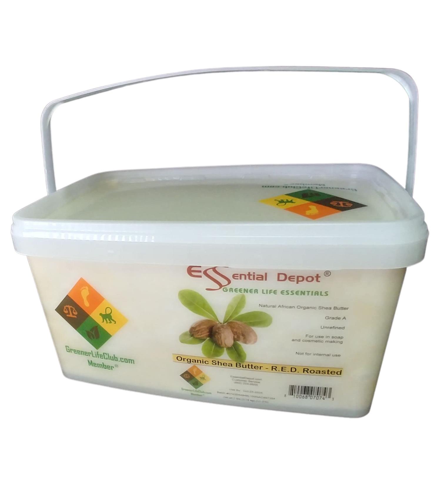 Grade A Organic Unrefined Shea Butter - 7 lbs - R.E.D. Roasted - Microwavable PP Pail with Resealable Lid - Buy Online on GoSupps.com