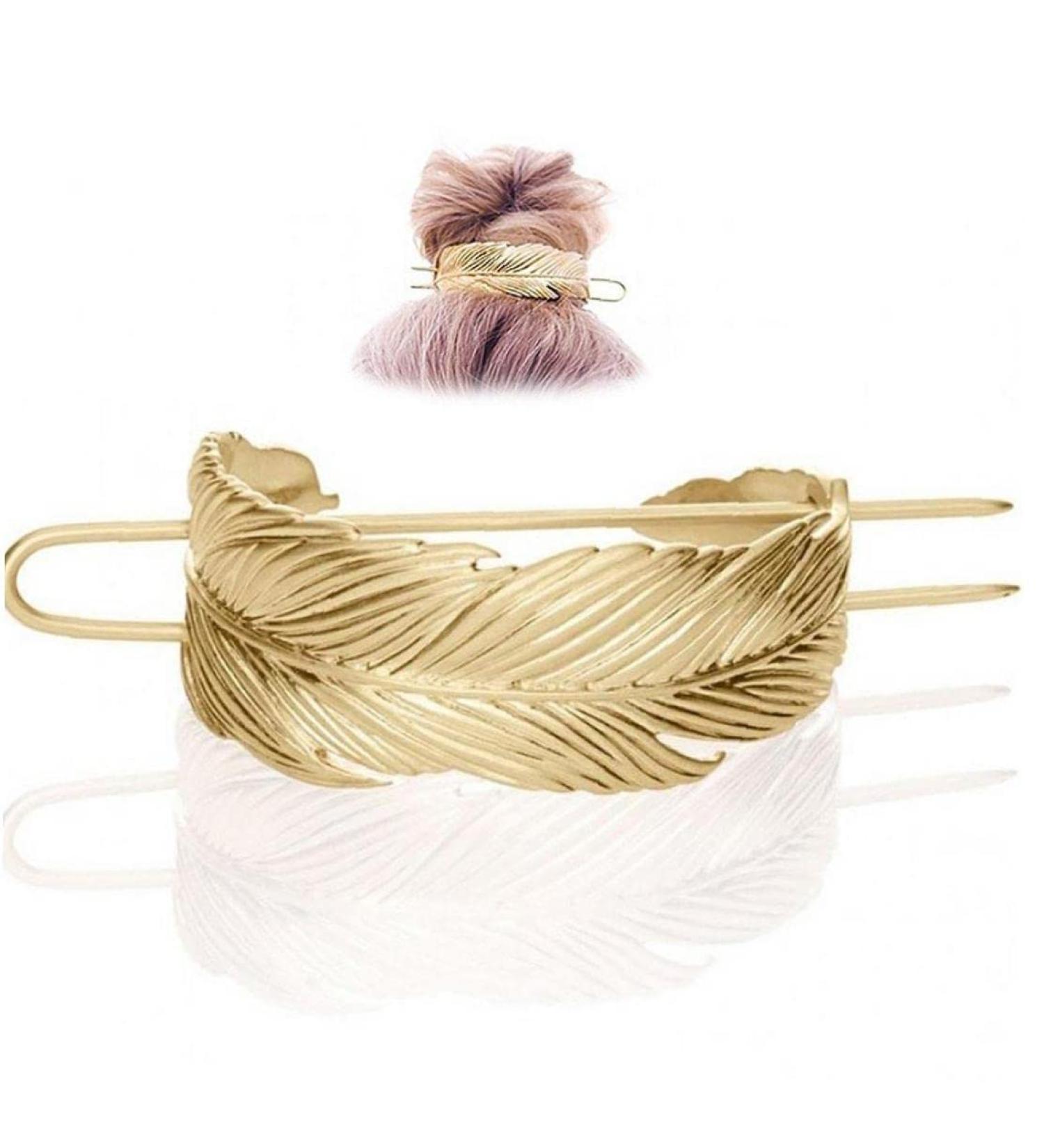 Retro Feather Shape Leaf Hair Slide Hairpin Celtic Knot Hair Stick Hair Barrette Metal Hair Stick Clips Hair Pin Hair Accessories for Women Girls - Buy Online on GoSupps.com