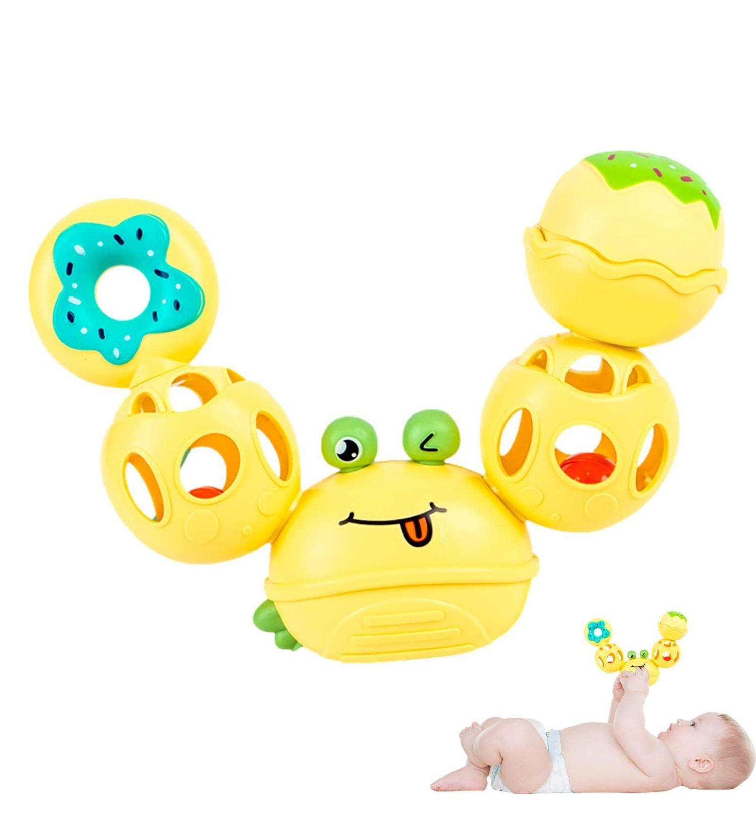 Voiakiu Kugelrassel Toy | Sensory Crab Ball for Babies | Soft Molar Teething Ring | Calming Yellow Exploration Toy - Buy Online on GoSupps.com