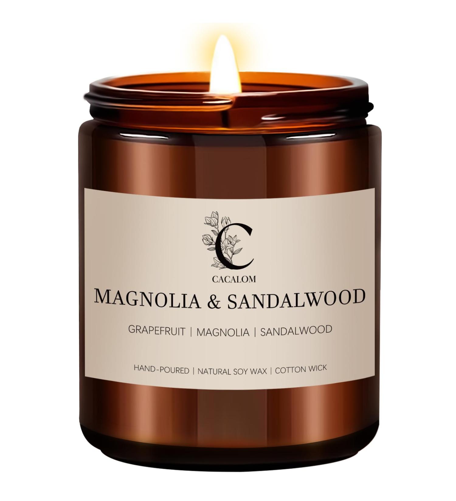 Magnolia & Sandalwood Scented Candles - Long Lasting Soy Wax Candle for Home | Hand Poured 7oz | Perfect Gift for Men & Women - Buy Online on GoSupps.com
