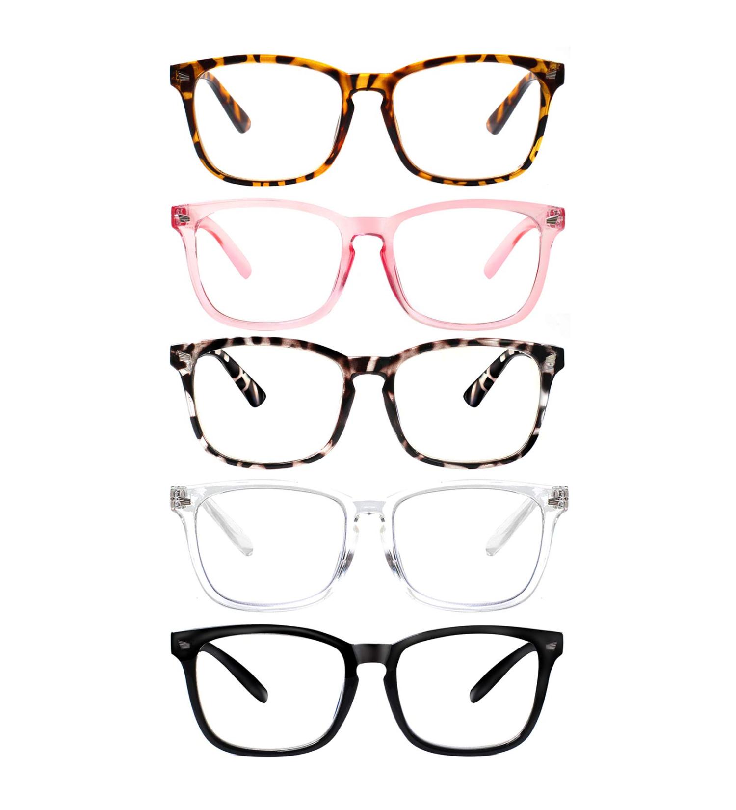 5 Pack Blue Light Blocking Reading Glasses | Spring Hinge Computer Readers for Men and Women | Anti UV Ray Filter Nerd Eyeglasses | 1.25 x Magnification - Buy Online on GoSupps.com
