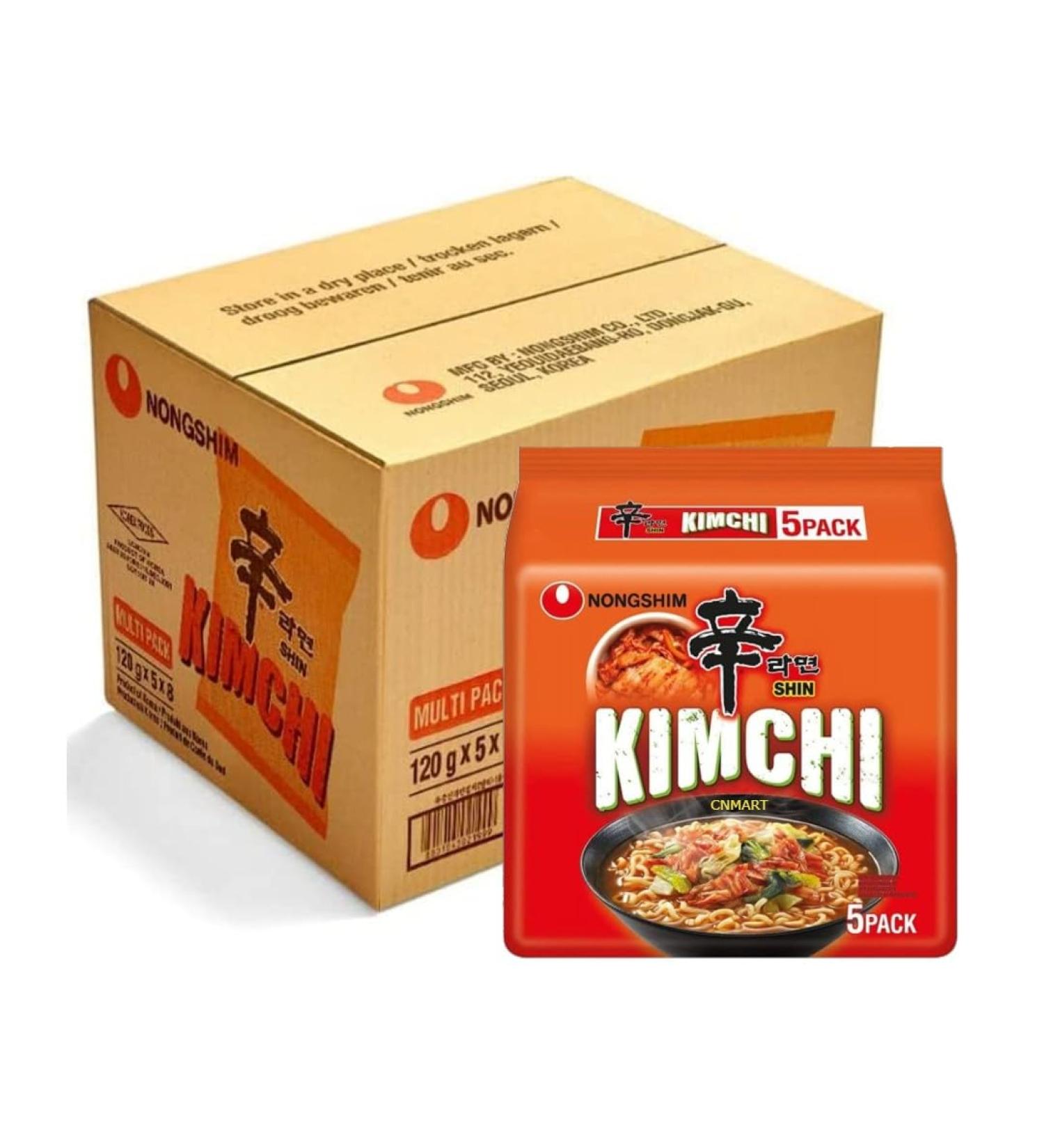 Nong Shim Kimchi Ramyun Instant Noodle Soup Halal 120g (Pack of 40) Include Free CNMART Chopsticks - Buy Online on GoSupps.com