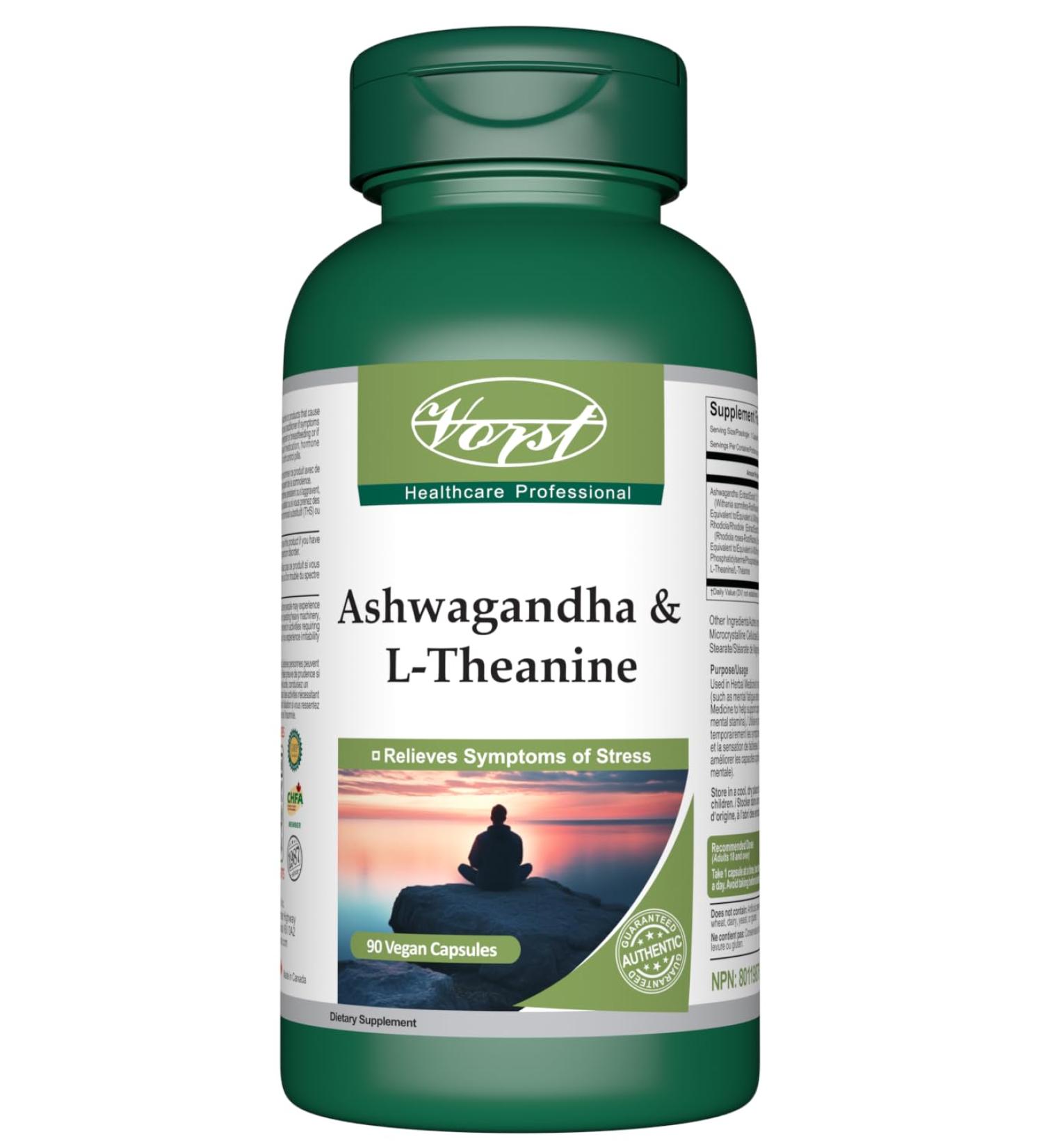 VORST Ashwagandha and L-Theanine Complex 90 Vegan Capsules | Stress Relief Supplement | Powder Pills | 1 Bottle 90 count (Pack of 1) - Buy Online on GoSupps.com
