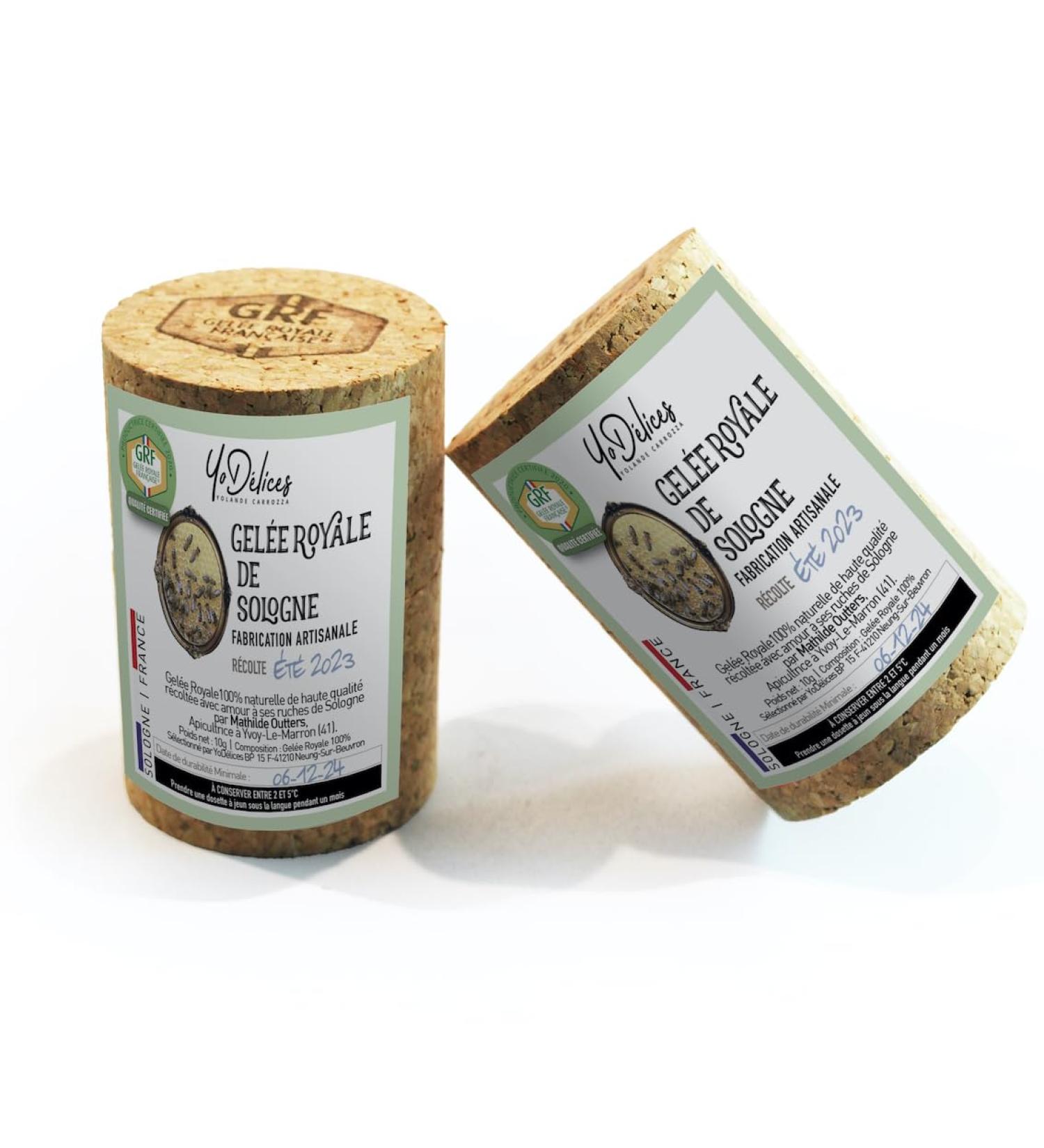 GRF Certified French Royal Jelly Unique Total Quality Label 100% Natural neither transformed nor frozen 2 jars 10g harvestedSummer2020 from M.Outters Beekeeper of Sologne Selection YoD lices  - Buy Online on GoSupps.com