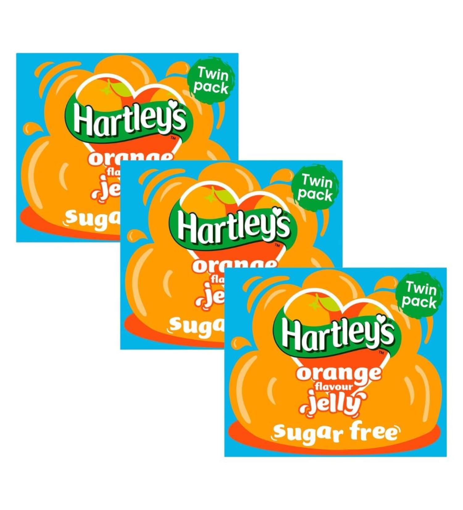 Jelly Bundle Containing Hartley's Orange Flavour Jelly Crystals Sugar Free in Twin Pack 23g (3 Pack) - Buy Online on GoSupps.com
