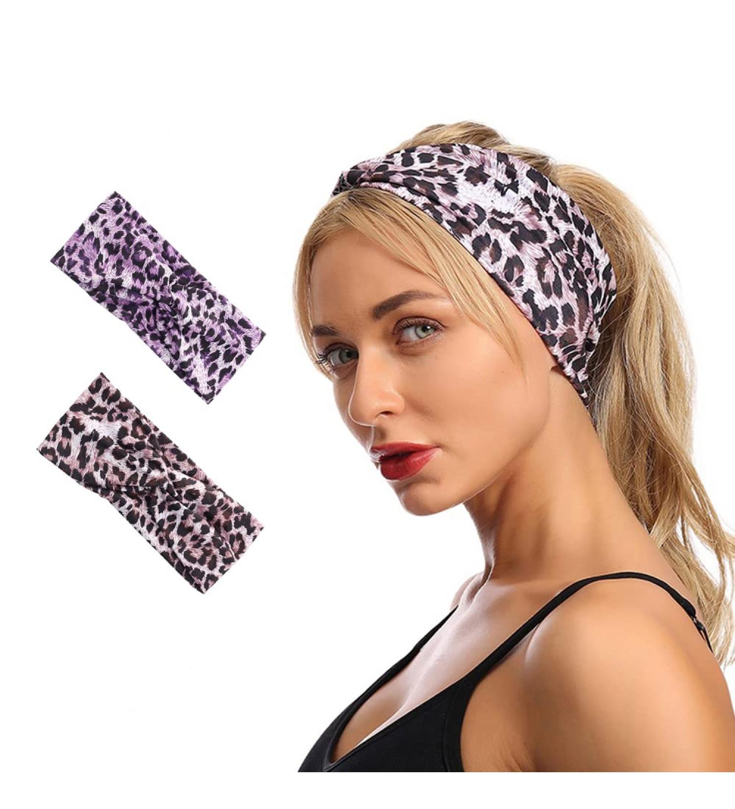 Wiwpar Boho Headbands for Women - Criss Cross Elastic Leopard Twist Hair Wraps | Pack of 2 for Yoga & Outdoor Style 3 - Buy Online on GoSupps.com