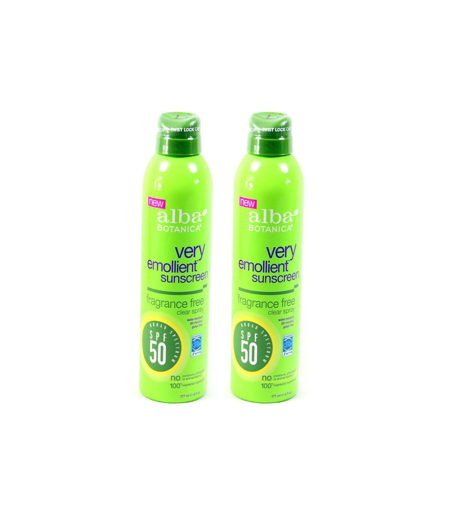Alba Botanica Spf50 Sunscreen 6 Ounce Clear Spray Fragrance Fre (177ml) (2 Pack)