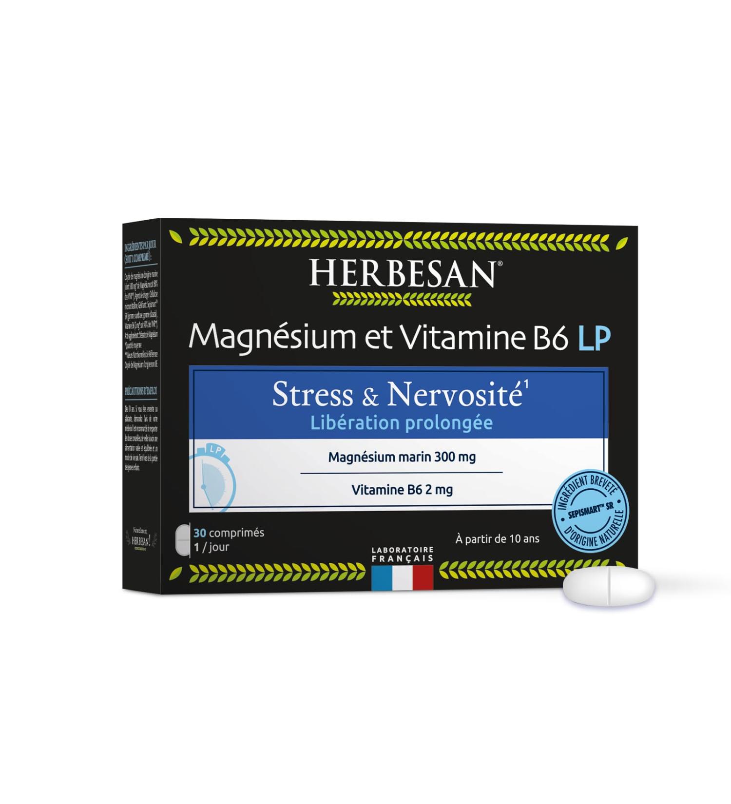 HERBESAN - MAGNESIUM PROLONGED RELEASE - Stress overwork temporary fatigue - Made in France - 30 tablets - Buy Online on GoSupps.com