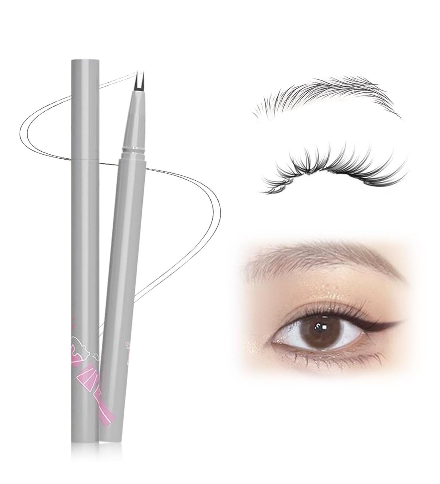 Double Tip Lower Eyelash Pencil 3D Waterproof 2 Tip Eyelash Pen Eye Liner Liquid Eyeliner Dual Pronged Bottom Eyelashes Pen Waterproof Liquid Eyeliner for Natural Eye Makeup (Gray Black) - Buy Online on GoSupps.com