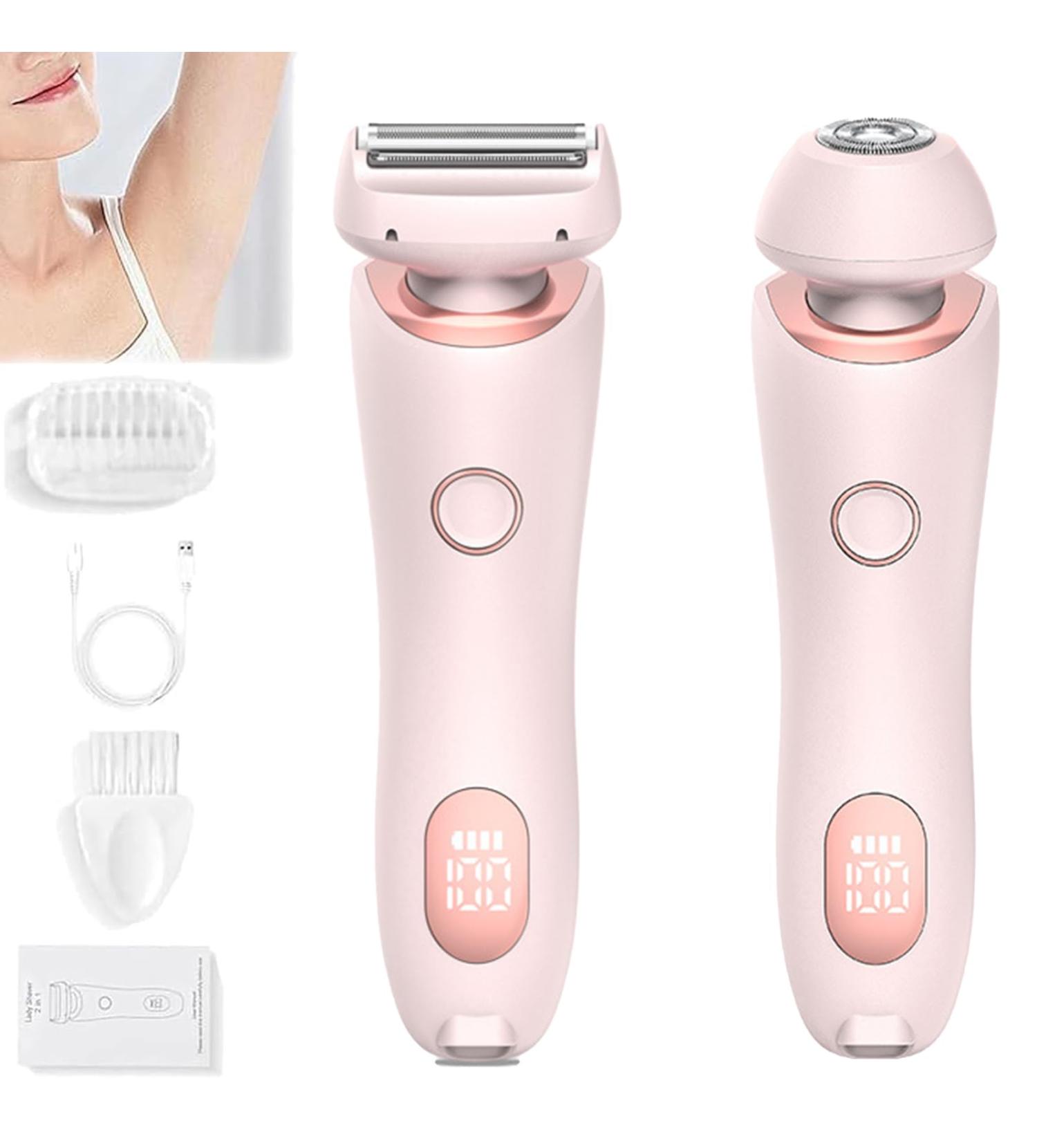 Livora Electric Shaver For Women 2 in 1 Womens Electric Waterproof Shaver For Legs Wet & Dry for Leg Arm Underarm Pubic Area (Pink) - Buy Online on GoSupps.com