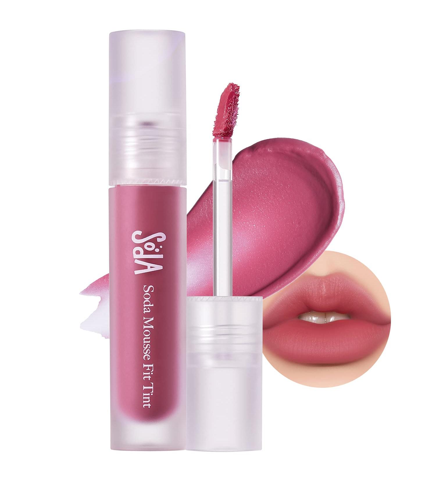 SKINFOOD Soda Mousse Fit Tint 4.5g - Matte Finish Lip Tint with Hyaluronic Acid - Cool-Toned Lip Color (#03 MAUVE ADE) - Buy Online on GoSupps.com