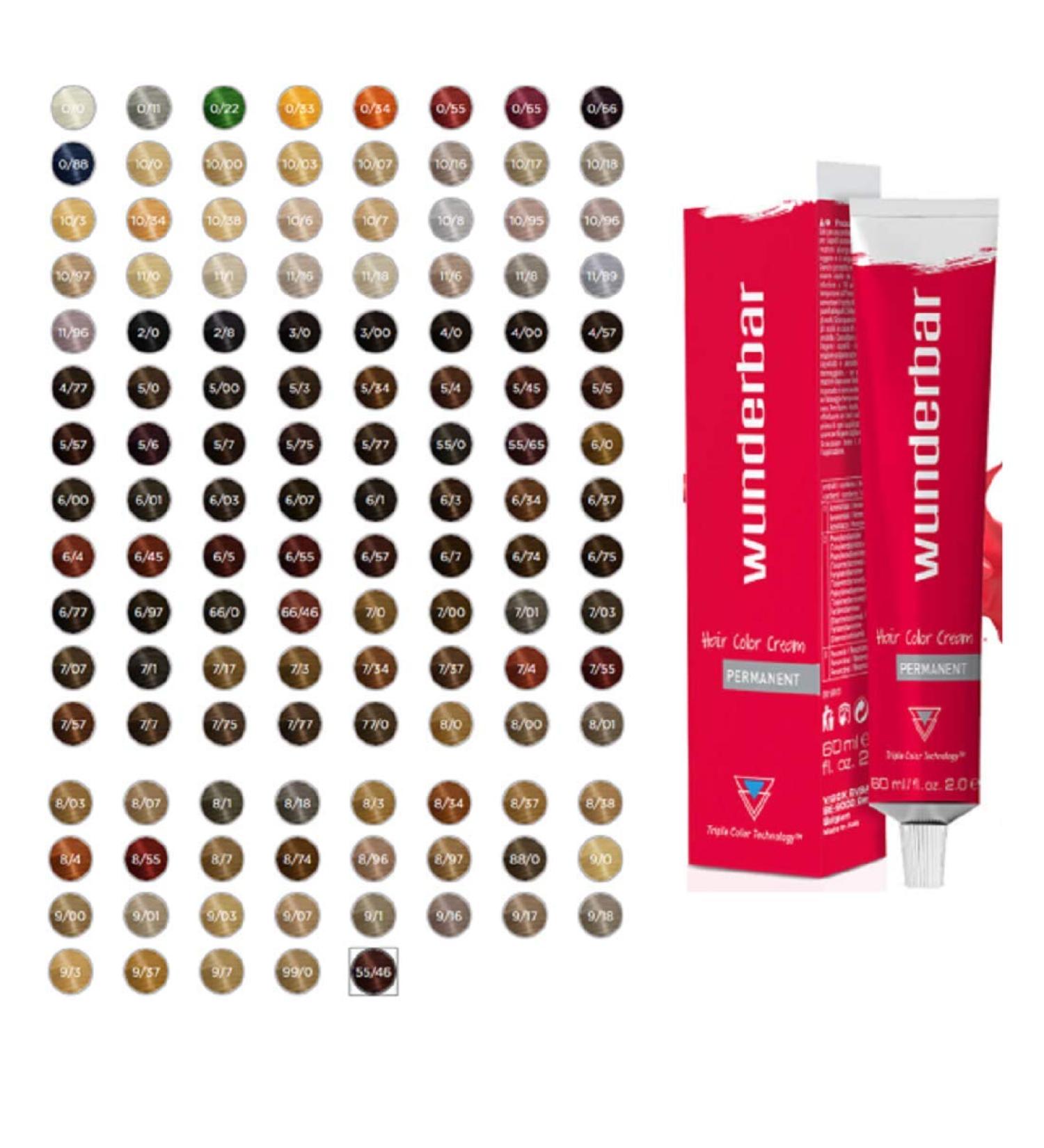 WUNDERBAR - PERMANENT HAIR COLOUR CREAM - FULL RANGE 60ML (10/7)