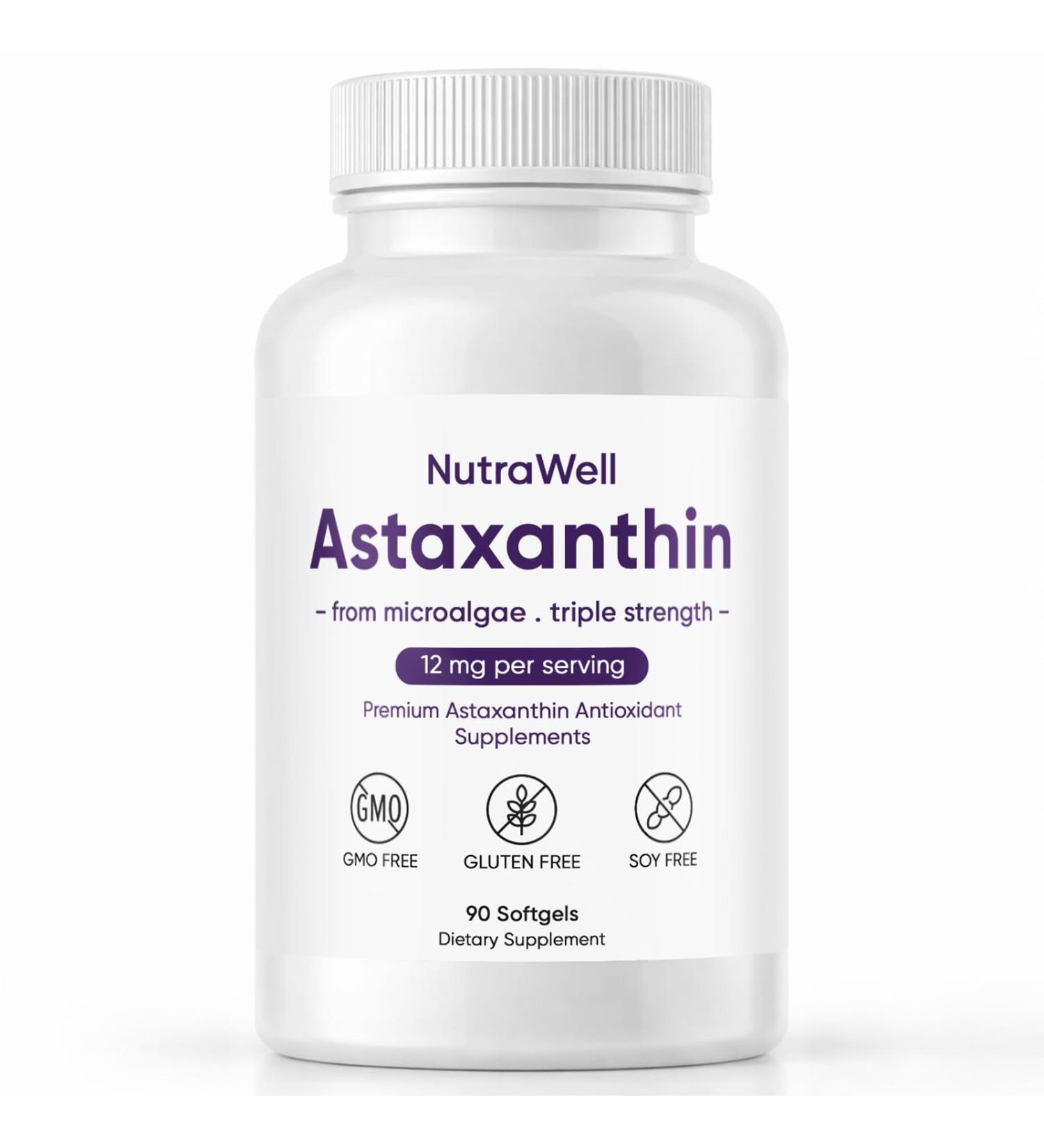 VISIOVANCE Nutrawell Astaxanthin - Daily Antioxidant Wellness Supplement with Naturally Sourced Astaxanthin Clean Formula for Active Adult Lifestyle Easy to Take Capsules - 90 Softgels (1) - Buy Online on GoSupps.com