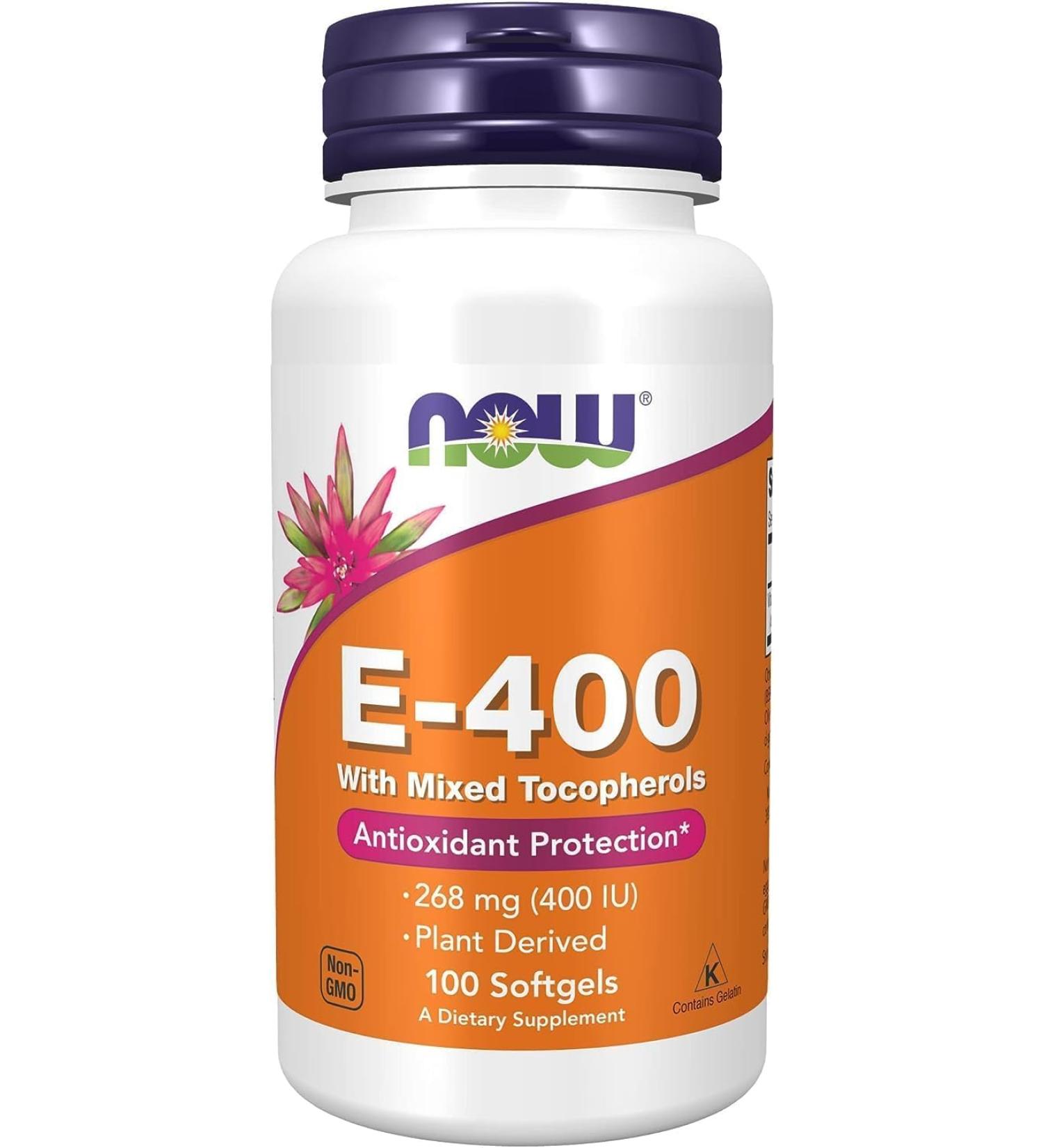 Now E-400 IU Mixed Tocopherols 100 Softgel - Buy Online on GoSupps.com