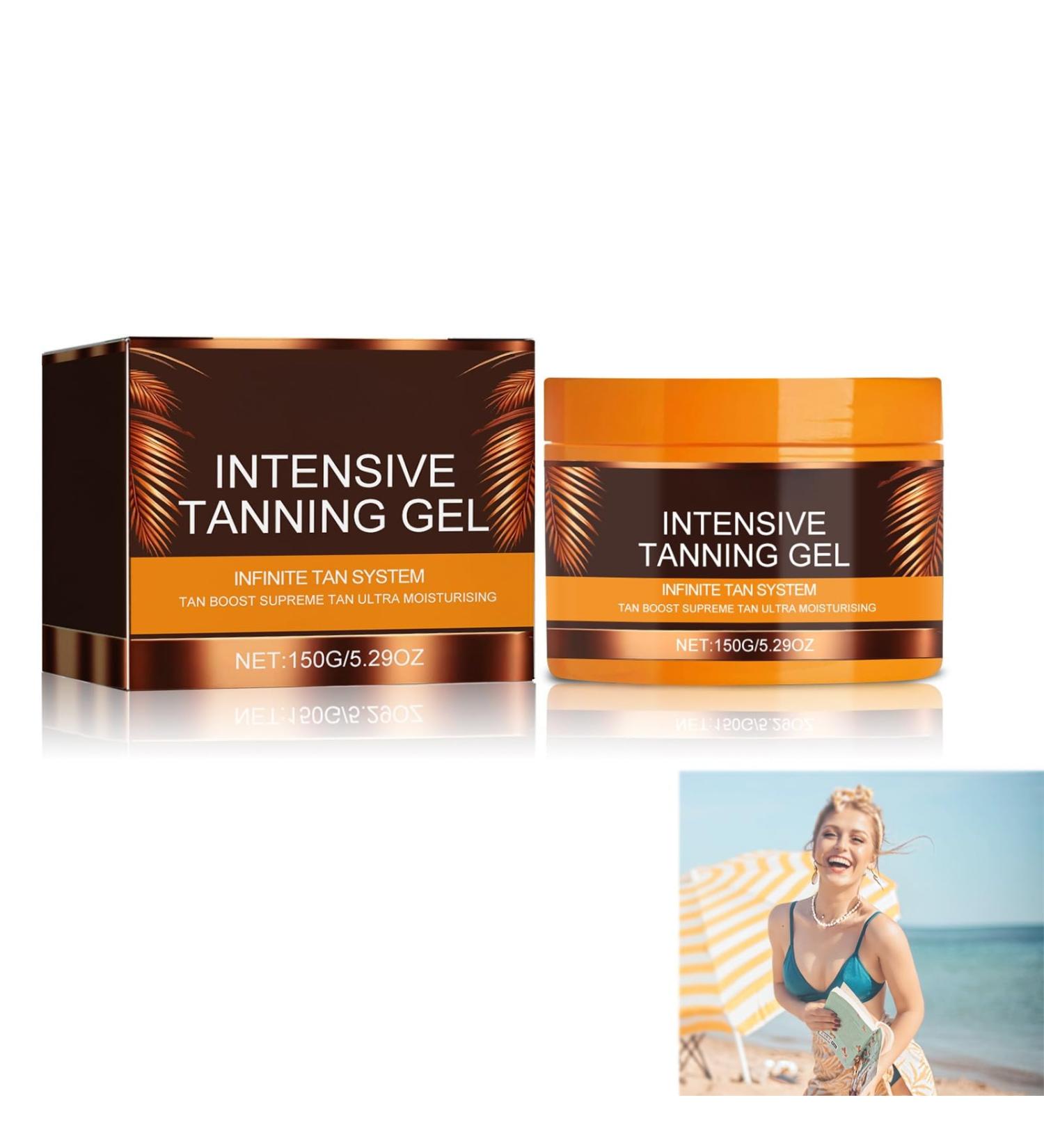 Tanning Accelerator Cream Sunbed Tanning Accelerator Intensive Tanning Gel Long-Lasting Rapid Tanning Cream Effective in Sun-Beds & Outdoor Sun Achieve a Natural Tan with Natural Ingredients (150g) - Buy Online on GoSupps.com